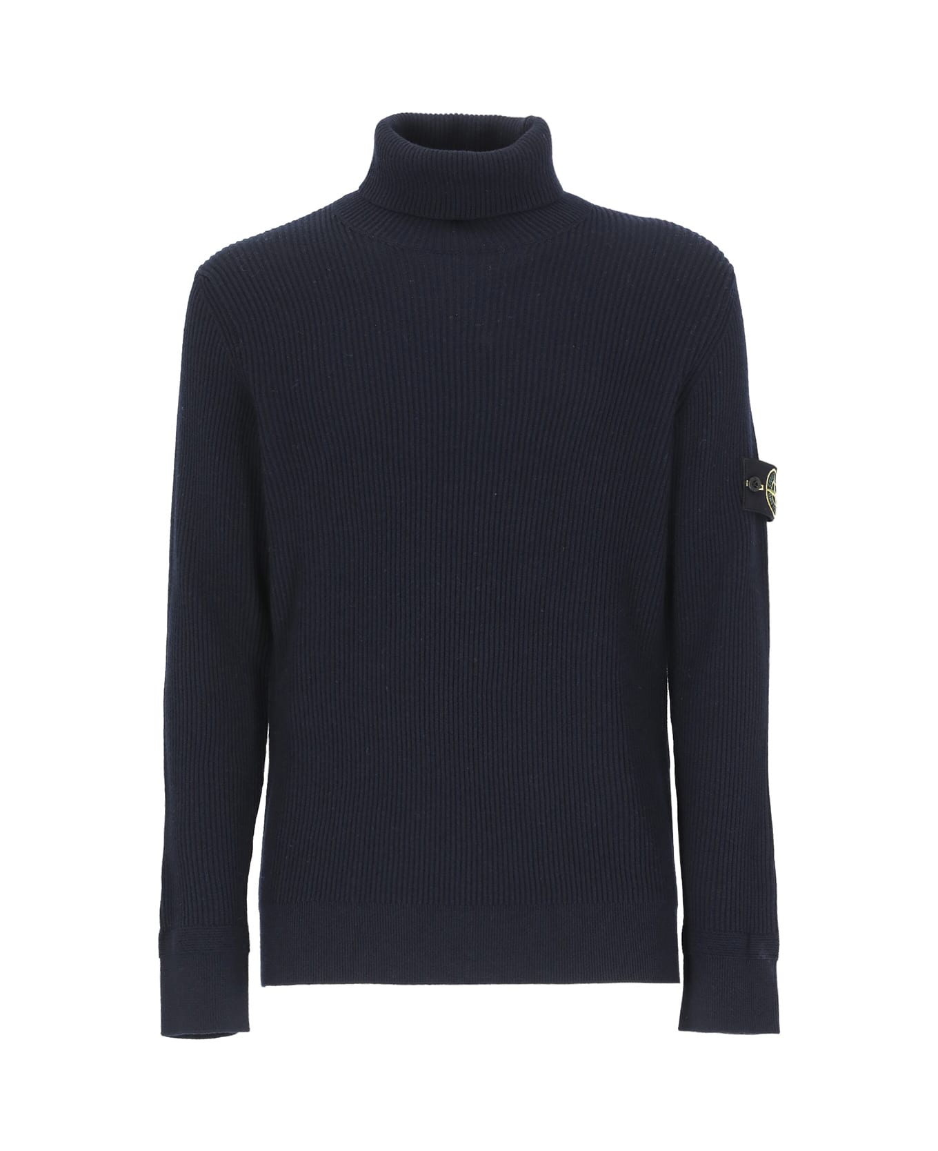 Stone Island Logo Patch Turtleneck Jumper - NAVYBLUE