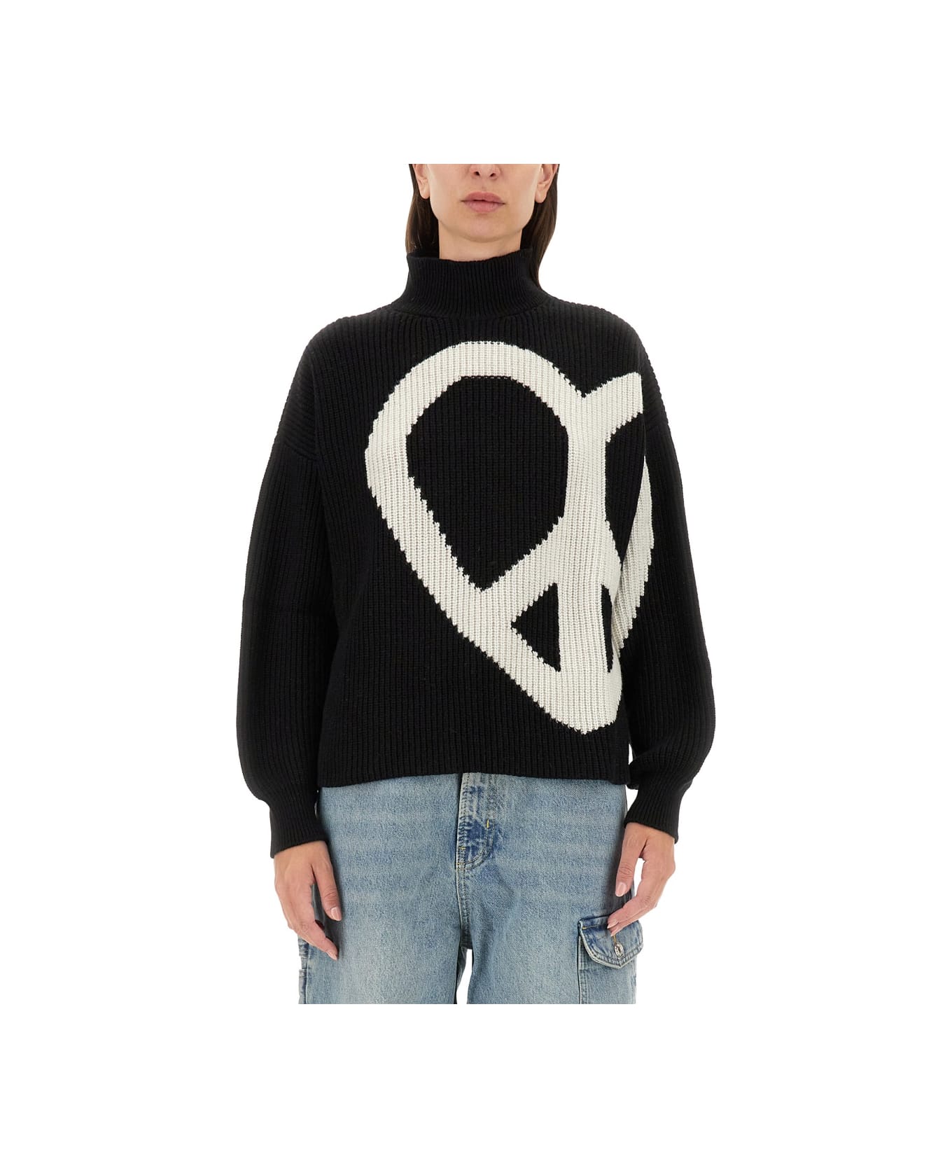 M05CH1N0 Jeans Jersey With Logo - Fantasia Nero