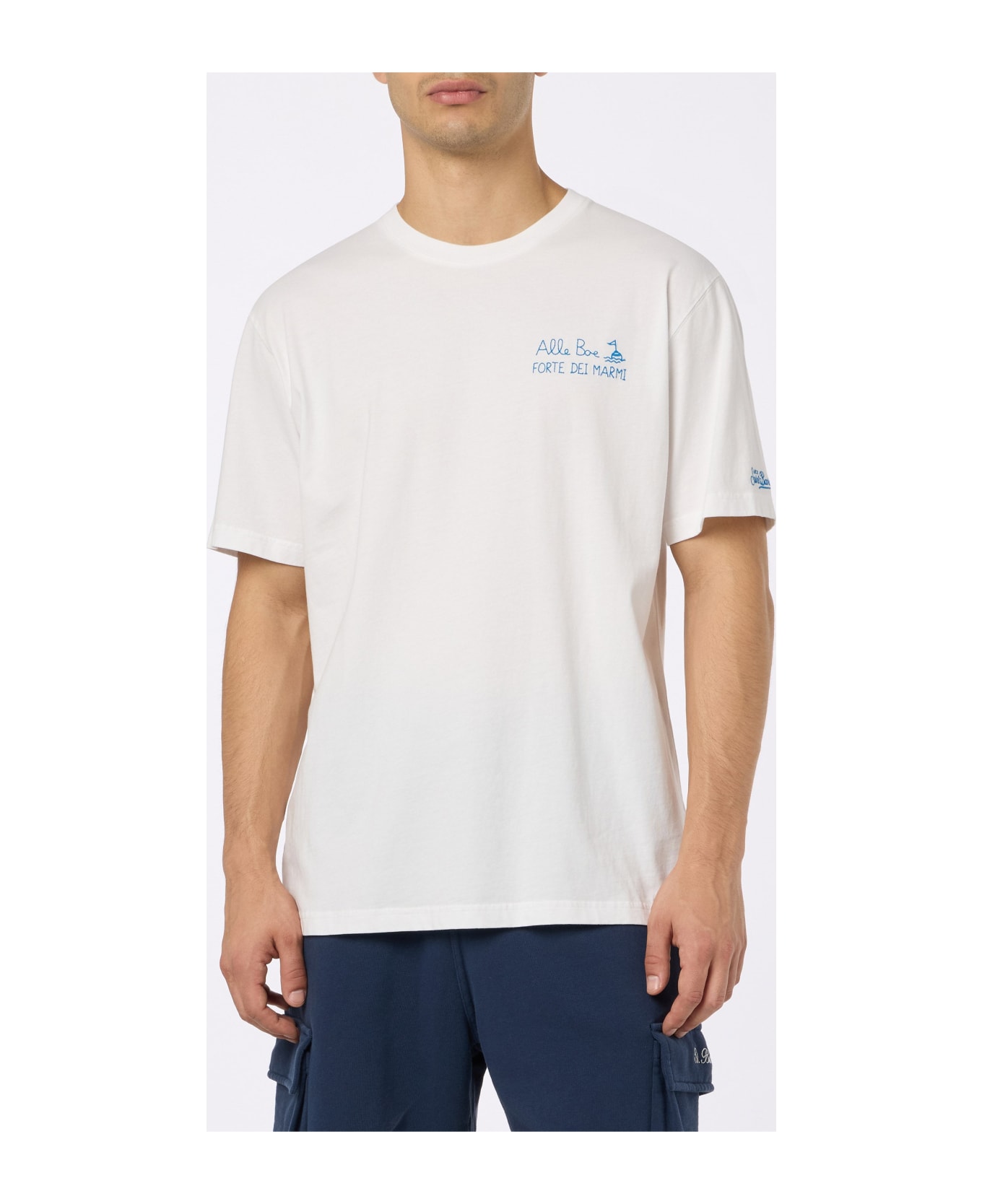 MC2 Saint Barth Man Classic Fit Cotton Jersey T-shirt Portofino With Vado A Forte Print | Alle Boe Special Edition - WHITE