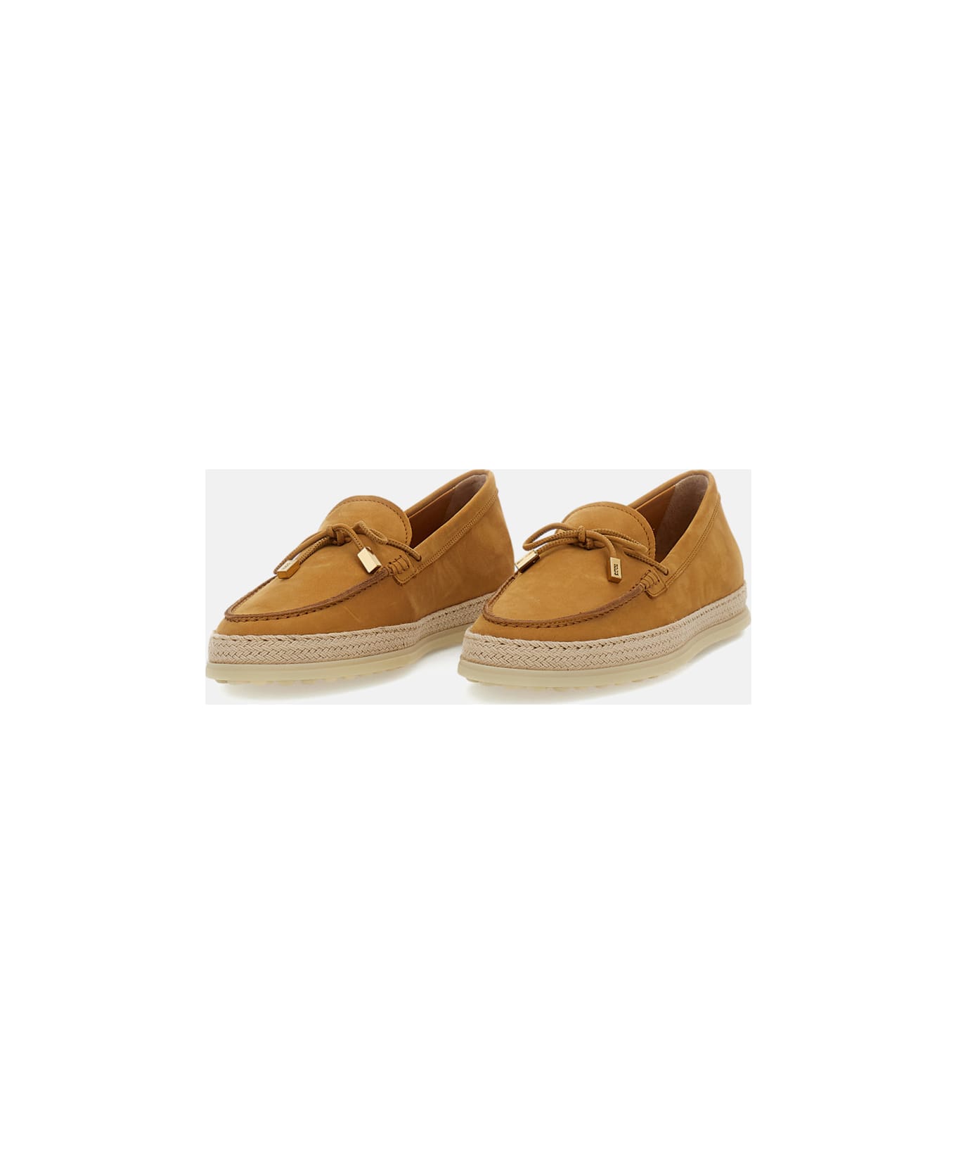 Tod's Leather And Raffia Loafer - Brown フラットシューズ