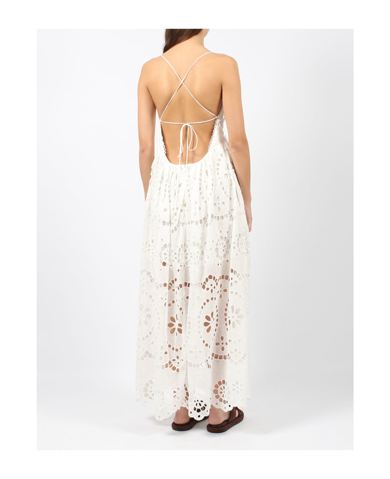 Zimmermann Lexi Embroidered Scallop Edge Slip Dress - White