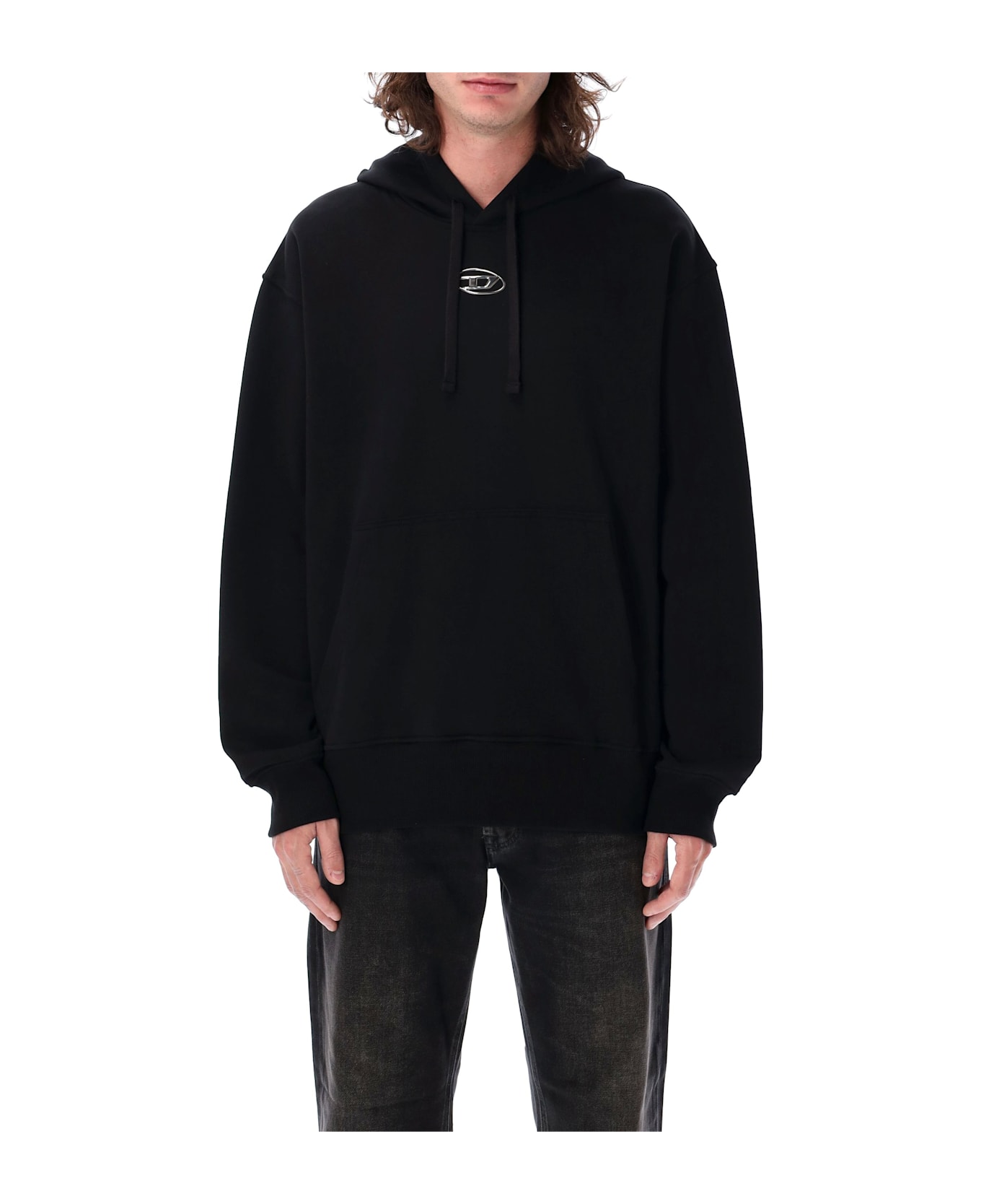 ★DIESEL★ S Max OD Hood Gray A098560BMBJ9BX A098560BMBJ9BXS Men's Hoodie with metallic logo | Grey | Diesel