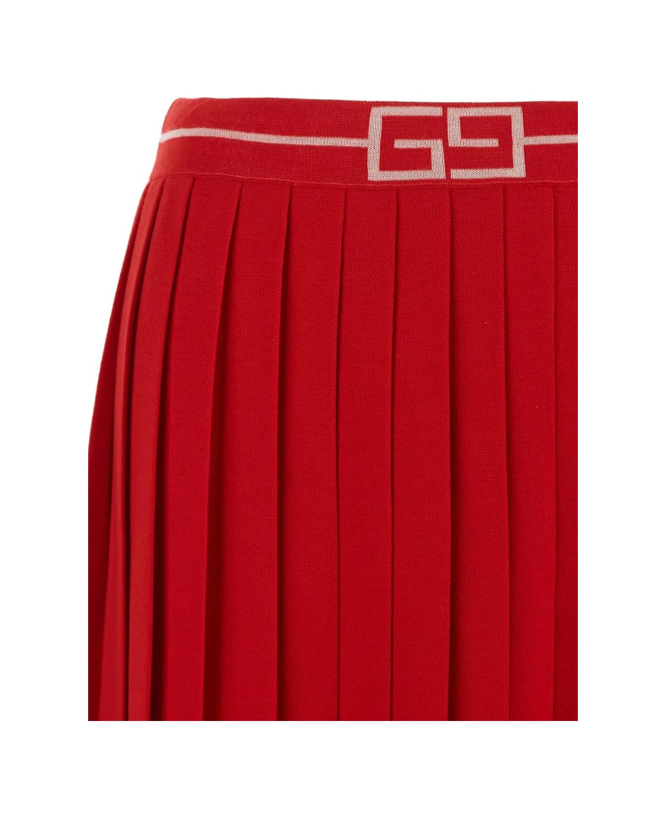 Gucci Pleated Wool Skirt - Red