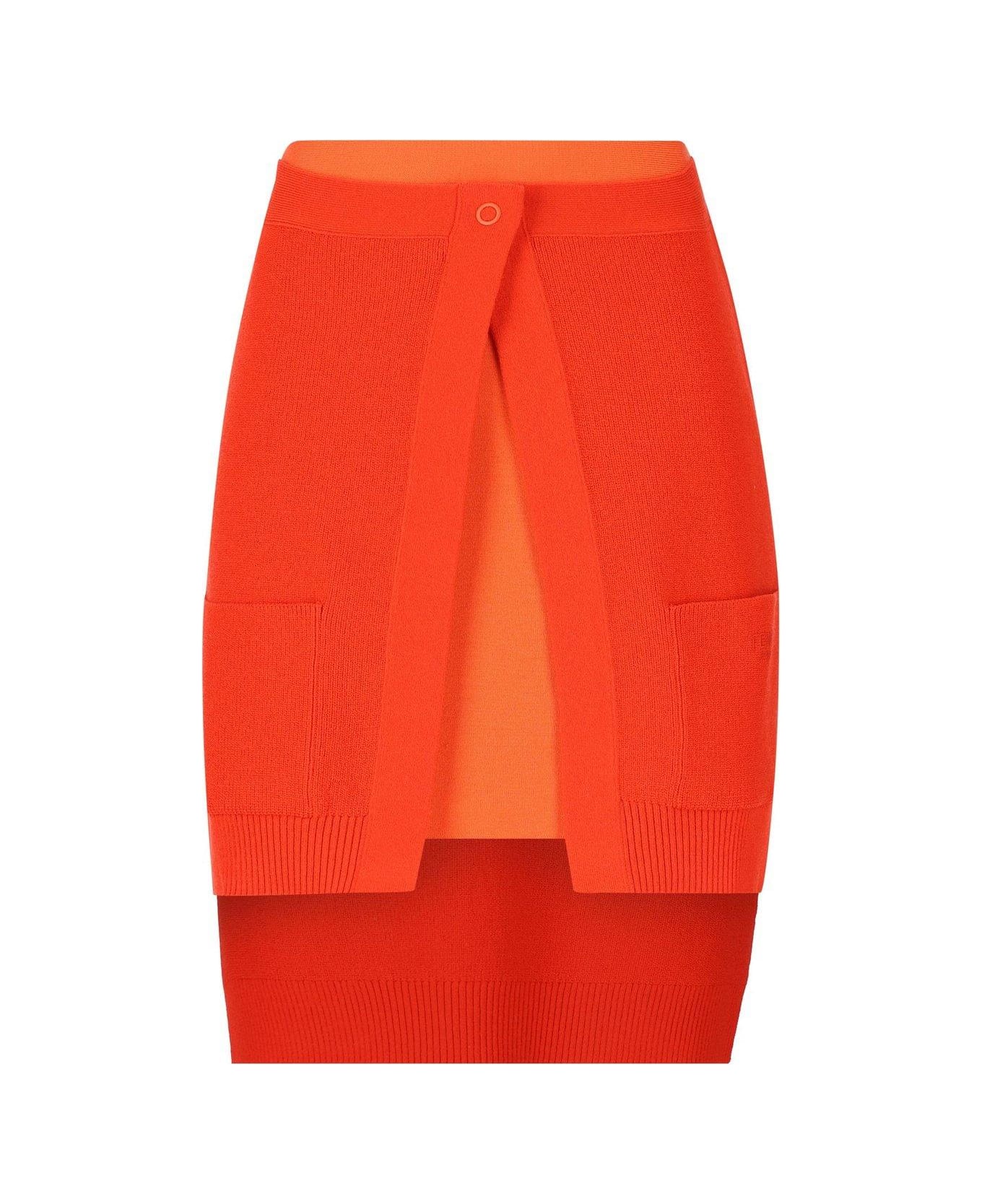 Fendi Double-layer Short Fitted Skirt - ORANGE