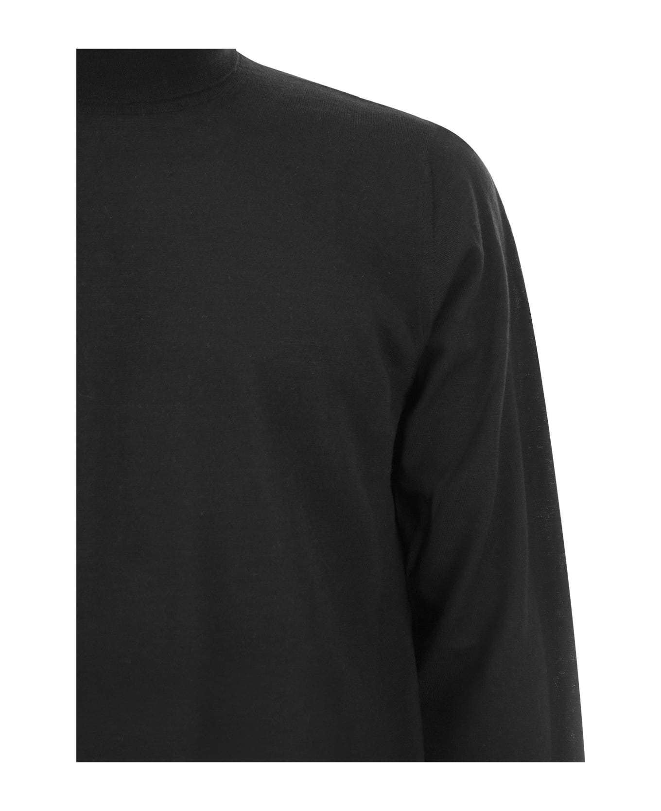 Fedeli Turtleneck Sweater In Virgin Wool - Black