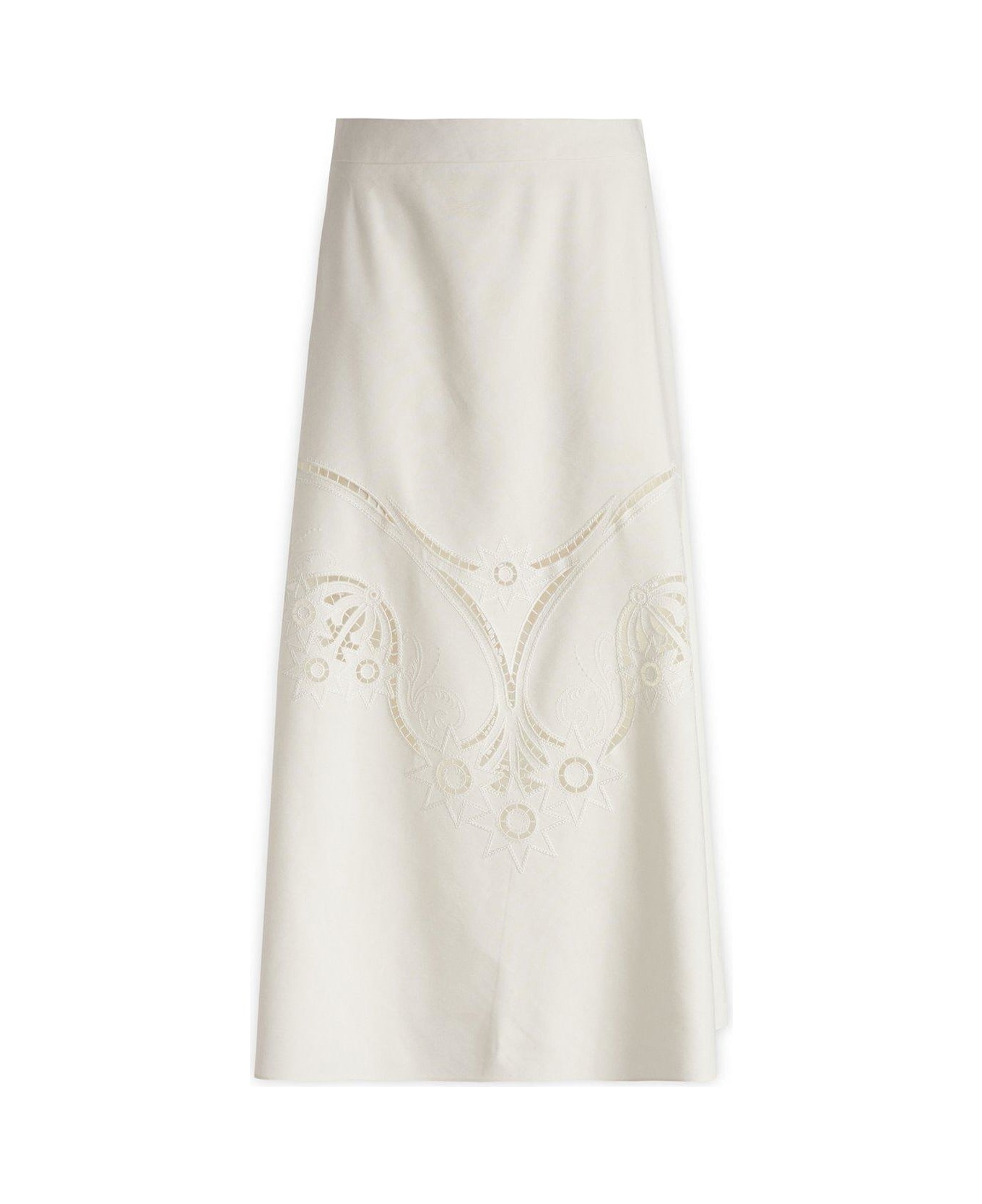 Chloé Embroidered High-waisted Midi Skirt - White スカート