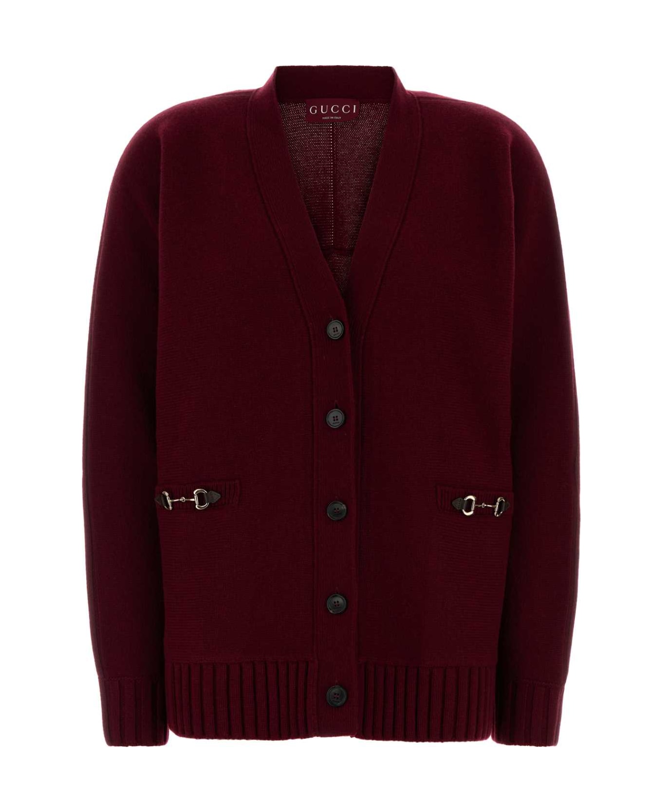 Gucci Burgundy Wool Blend Oversize Cardigan - RED