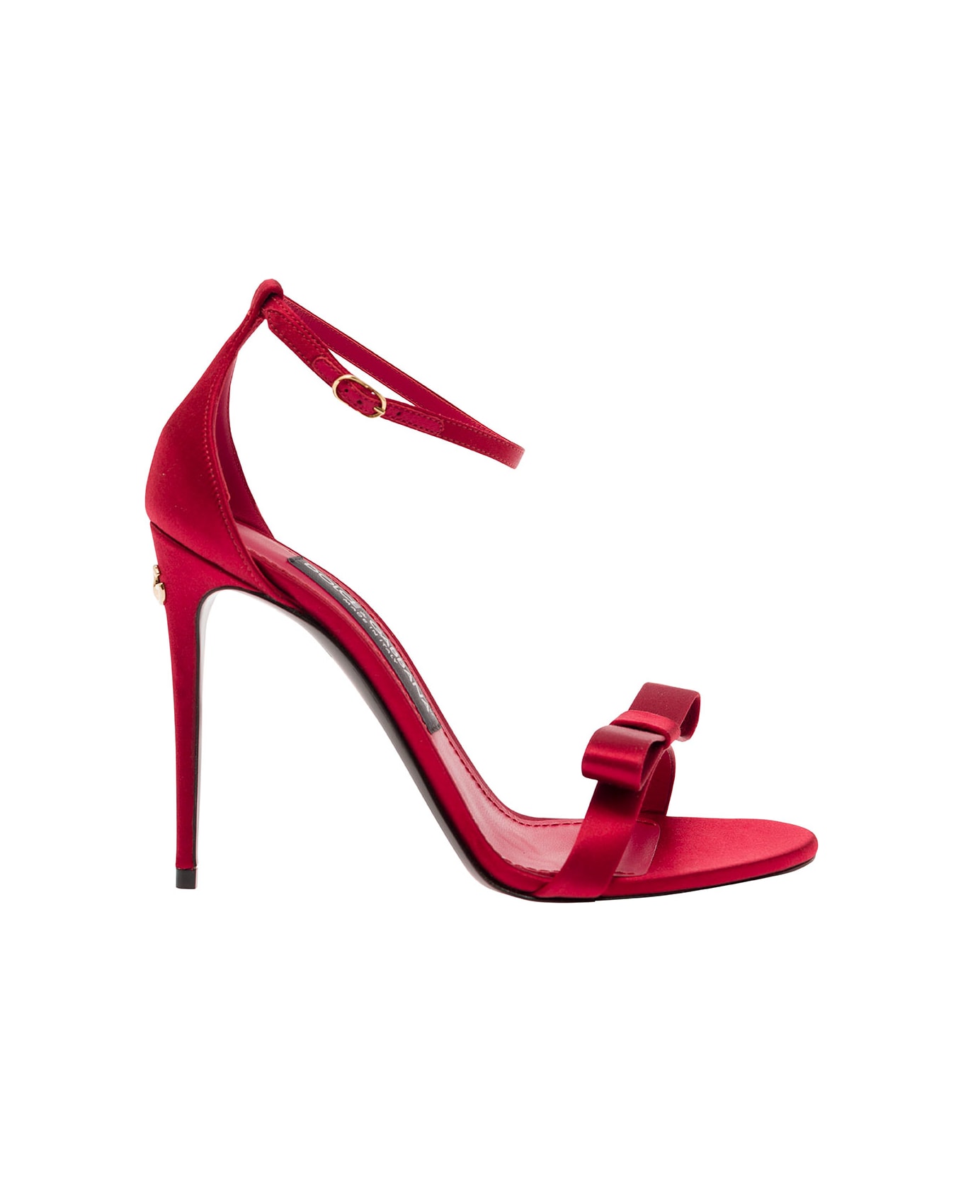 Dolce & Gabbana Red Sandals With Bow And Logo Detail In Satin Woman - Red