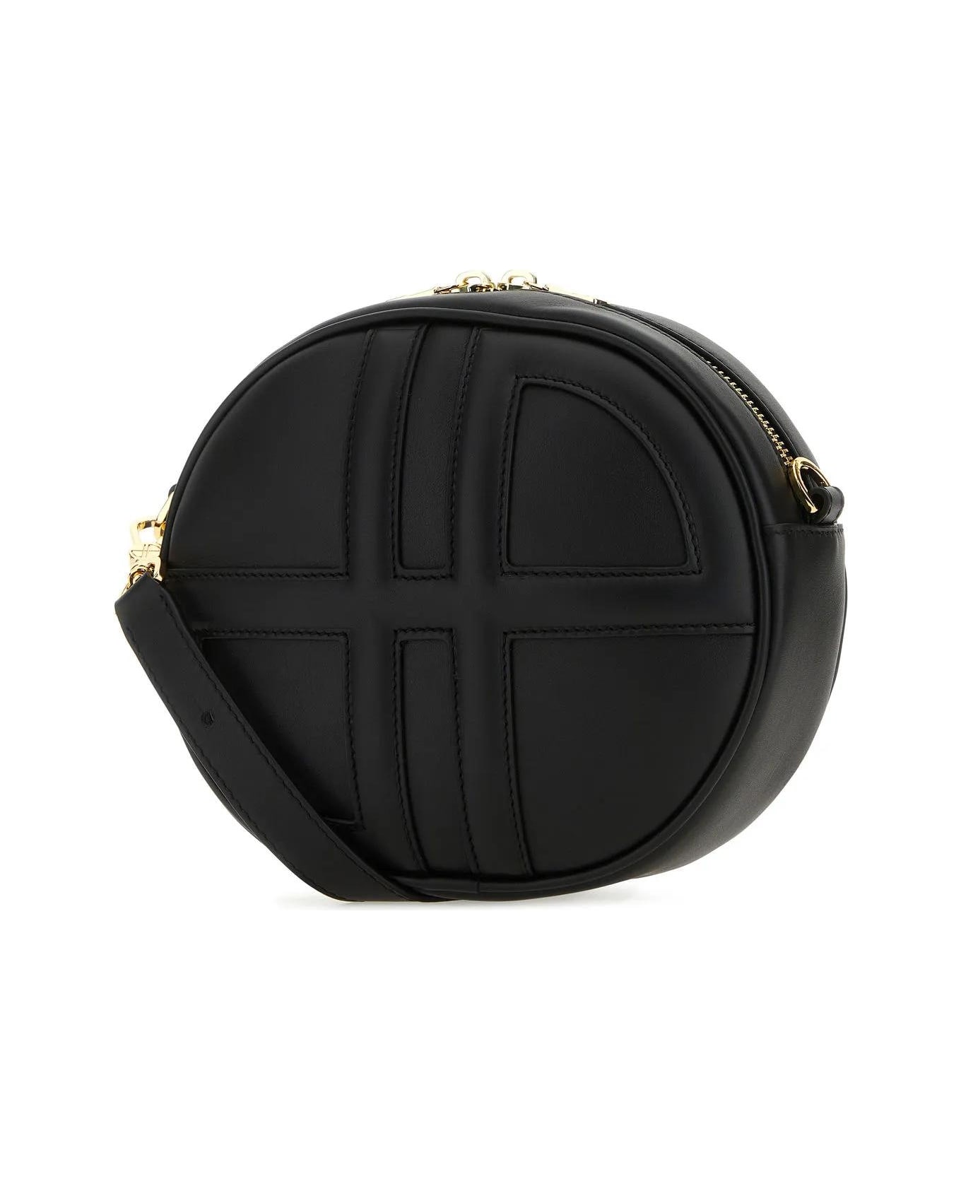 Patou Black Leather Shoulder Bag - BLACK