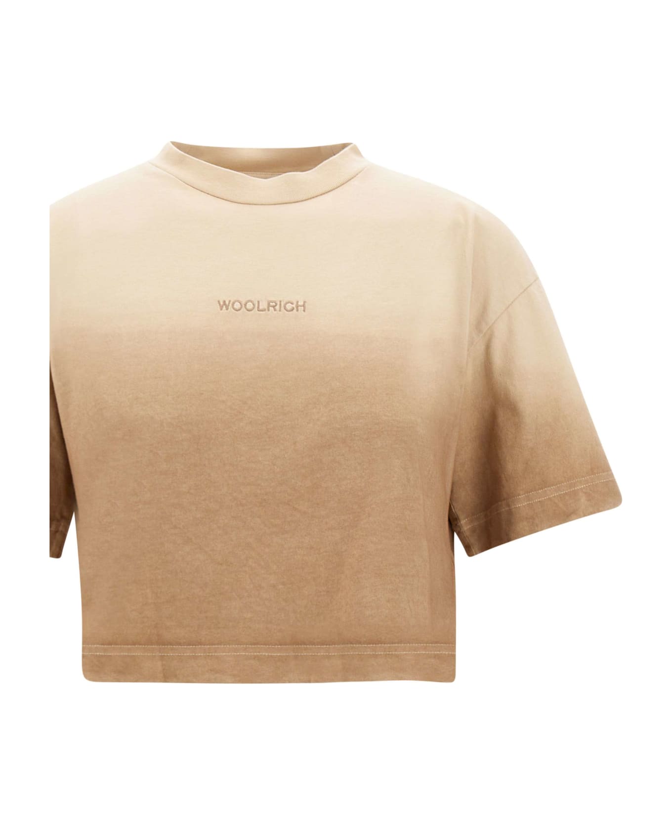 Woolrich "dip Dye" Cotton T-shirt - BEIGE Tシャツ
