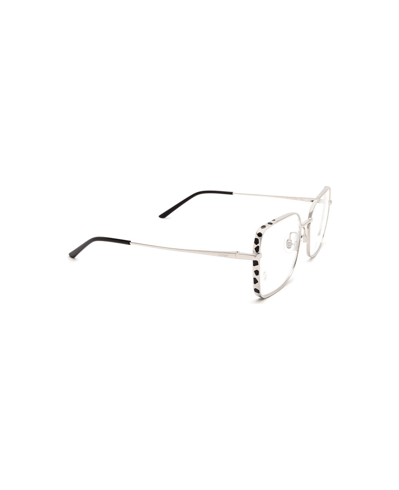 Cartier Eyewear Square Frame Glasses - 002 silver silver transpa