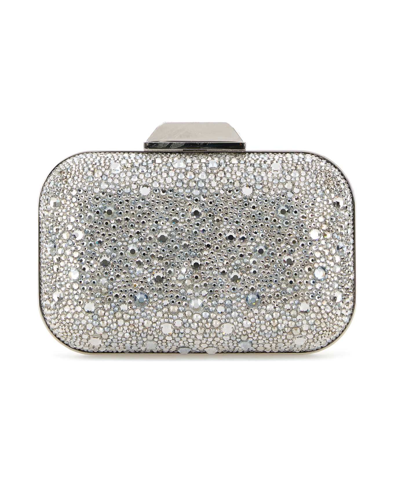 Jimmy Choo Embellished Fabric Cloud Clutch - CRYSTAL