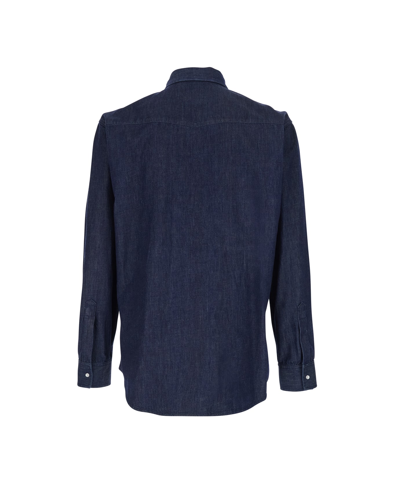 Dsquared2 Blue Shirt With Classic Collar And Two Front Patch Pockets With Buttons In Denim Man - Blu