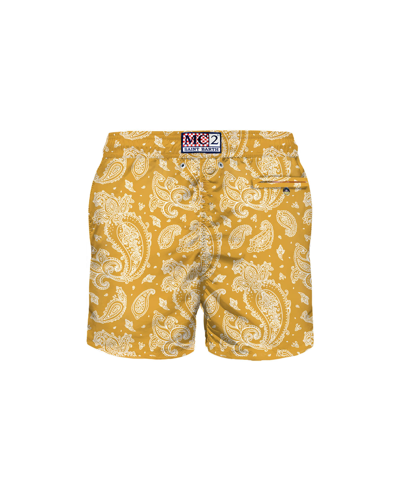 MC2 Saint Barth Man Light Fabric Swim Shorts With Ochre Paisley Print - YELLOW