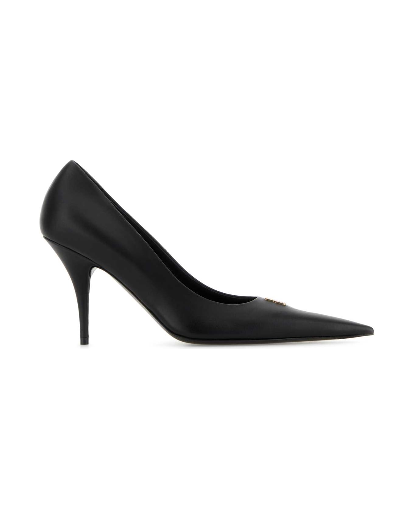 Balenciaga Black Leather Avenue Bb Editor 90 Pumps - BLACK/GOLD