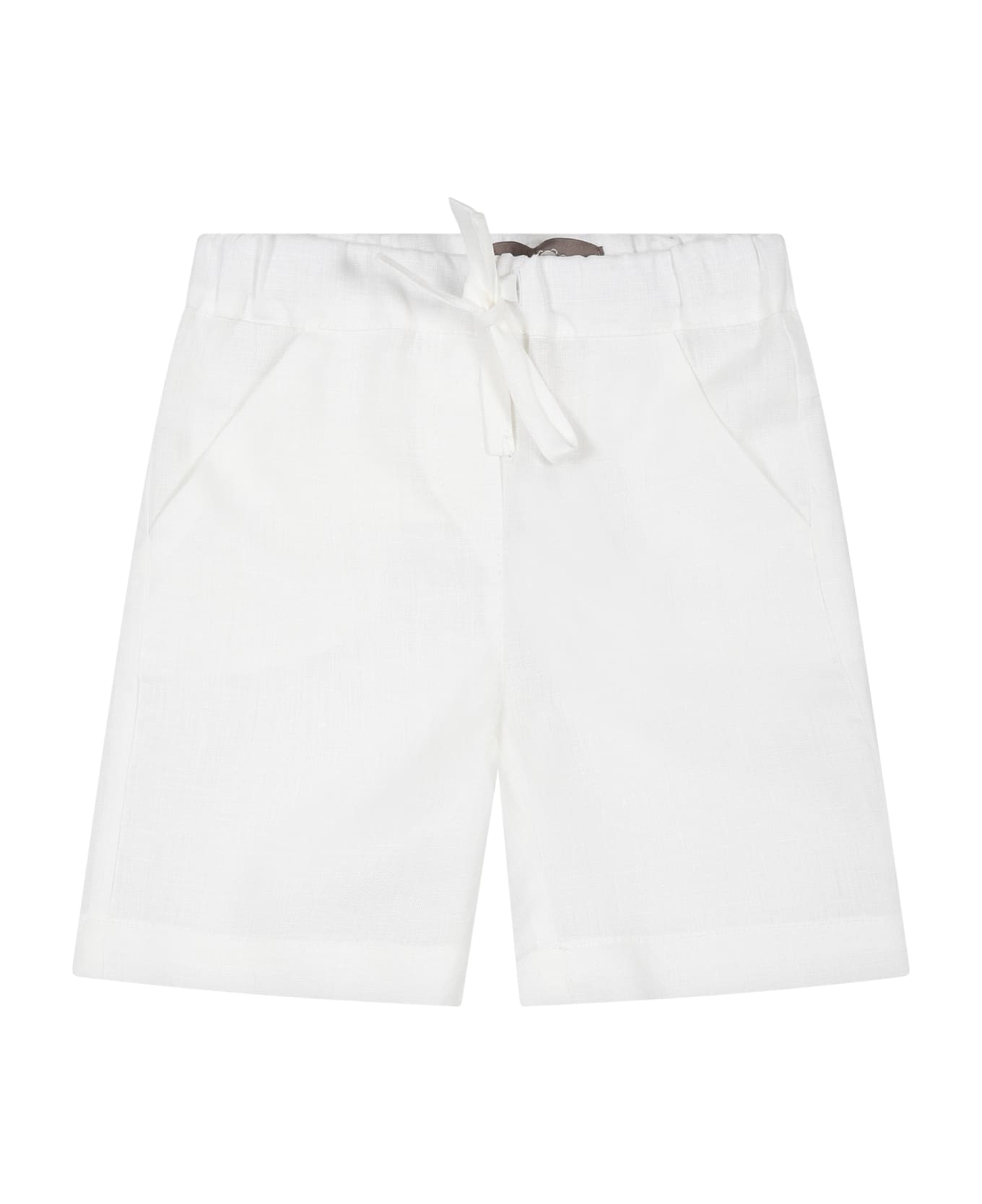 Little Bear White Shorts For Baby Boy - White