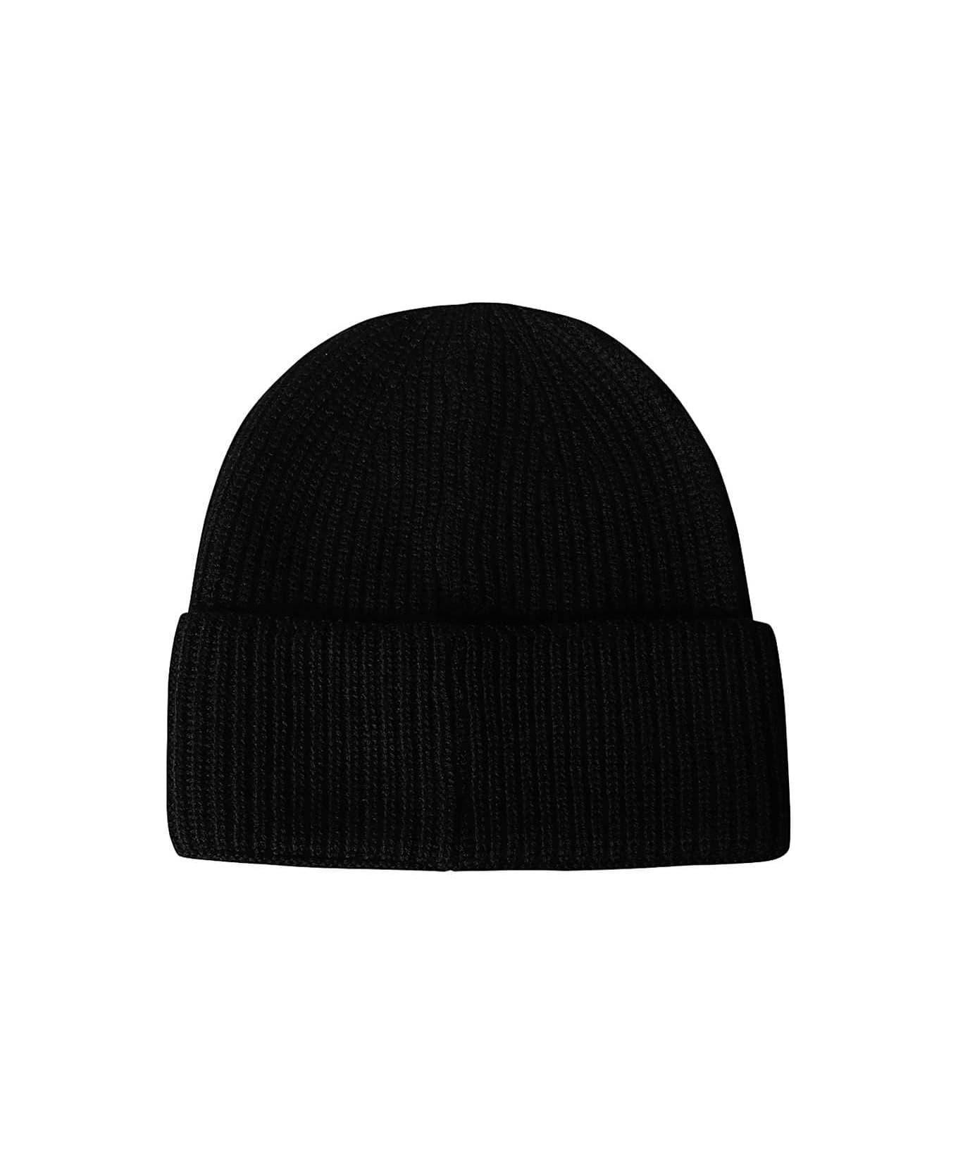 MSGM Ribbed Knit Beanie - black