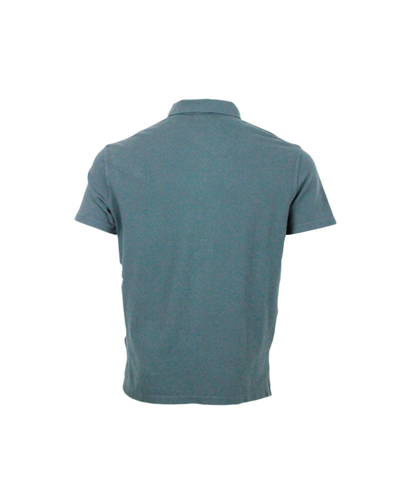 Armani Collezioni 3-button Short-sleeved Pique Cotton Polo Shirt With Logo Embroidered On The Chest - Green ポロシャツ