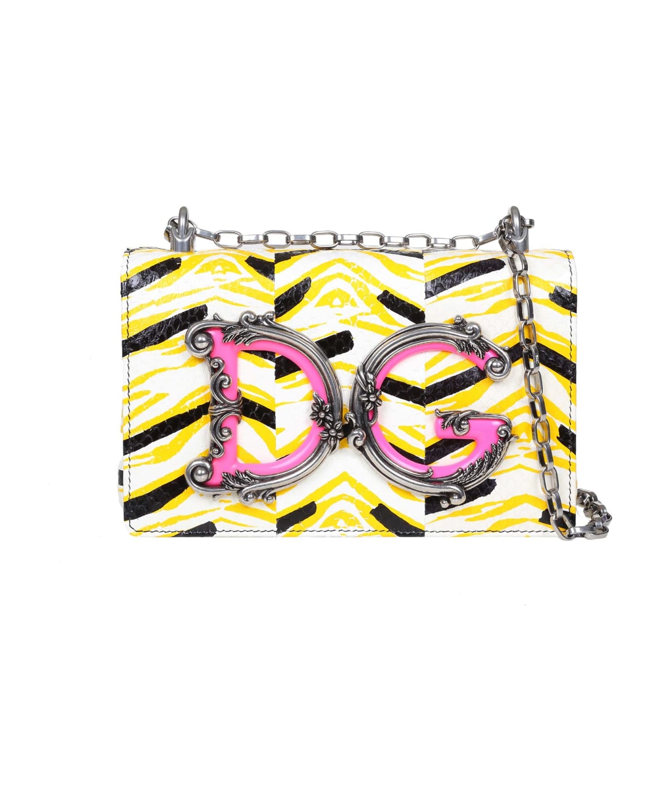 Dolce & Gabbana Dg Girls Shoulder Bag In Elaphe Leather - BEIGE