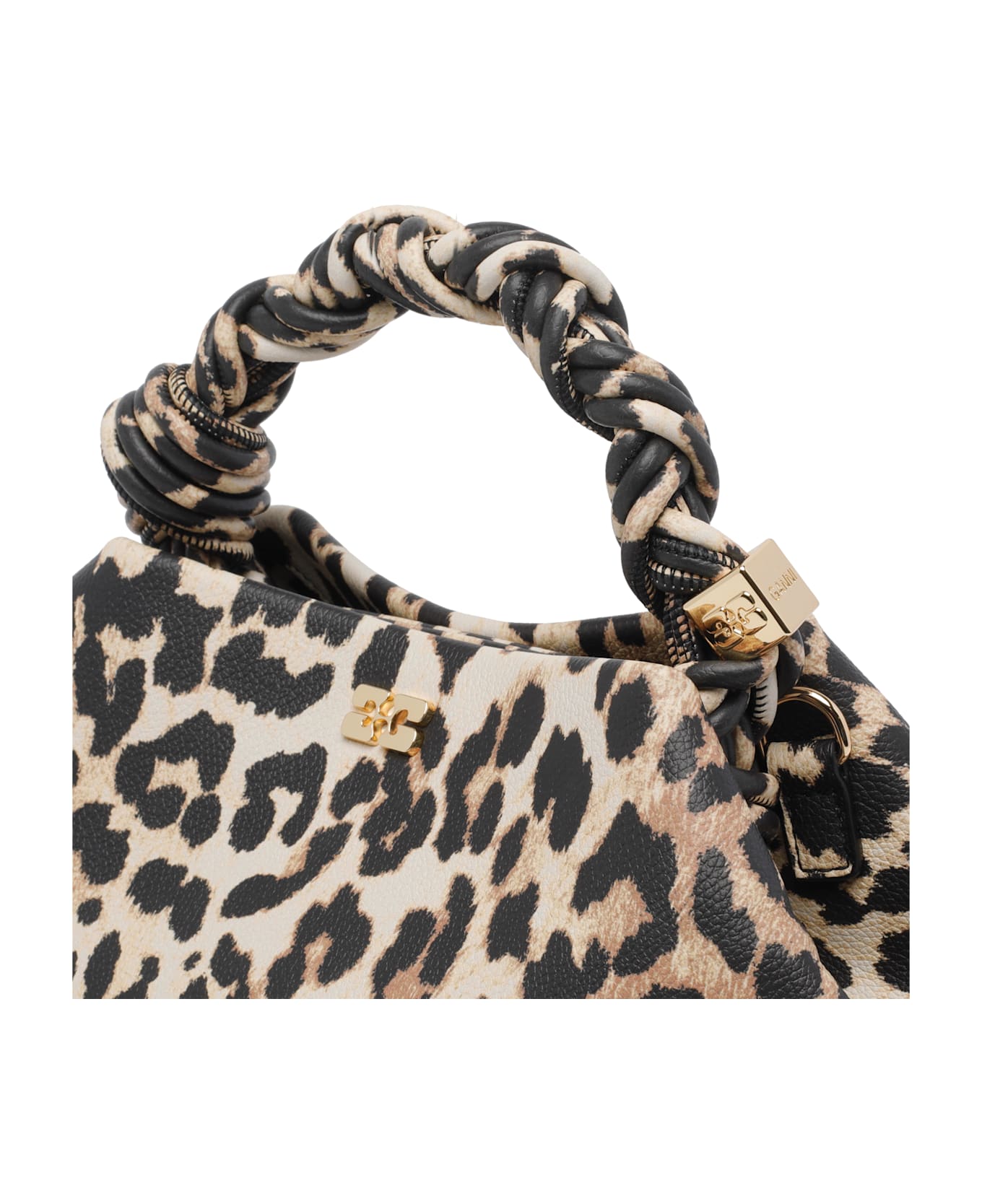 Ganni Small Leopard Bou Handbag - Brown