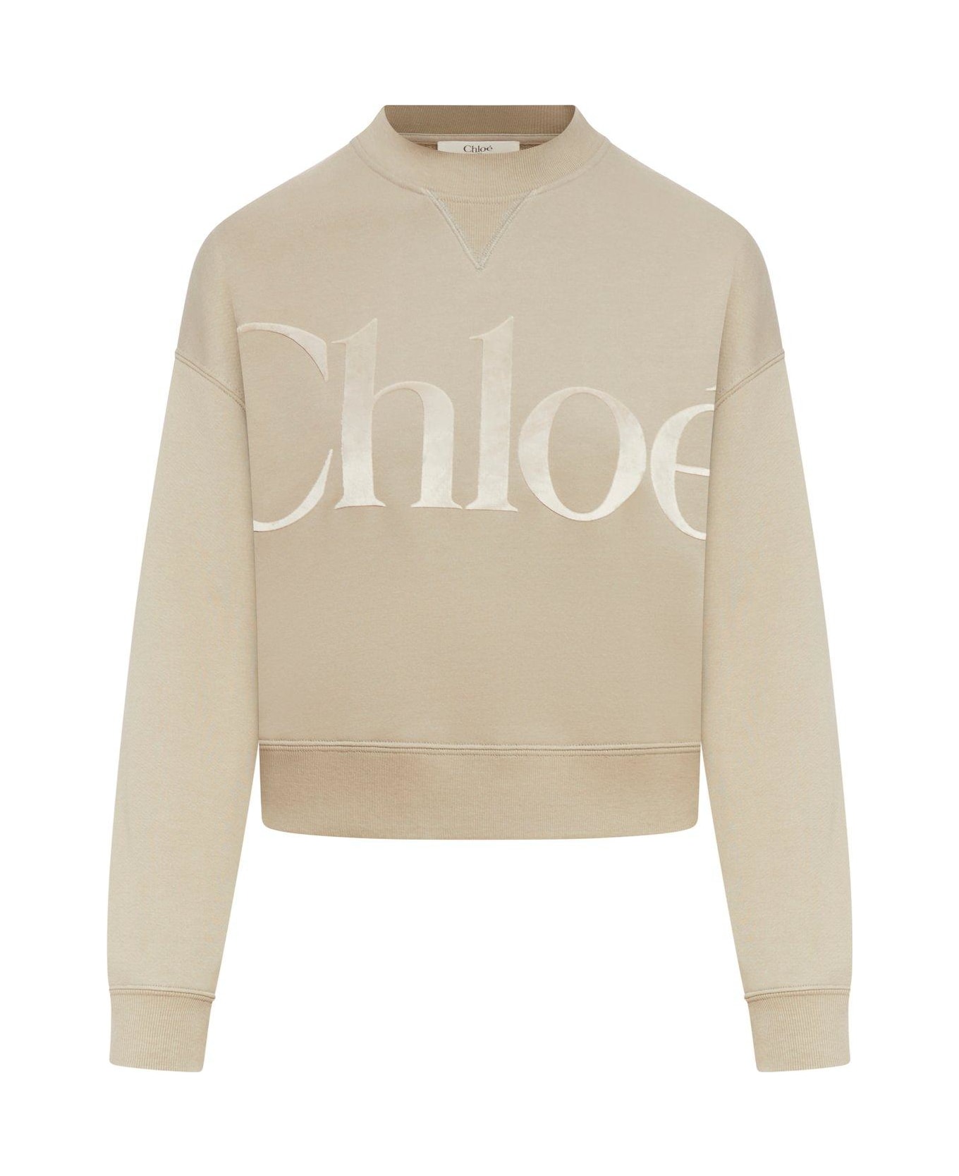 Chloé Logo Detailed Crewneck Sweatshirt - Grey