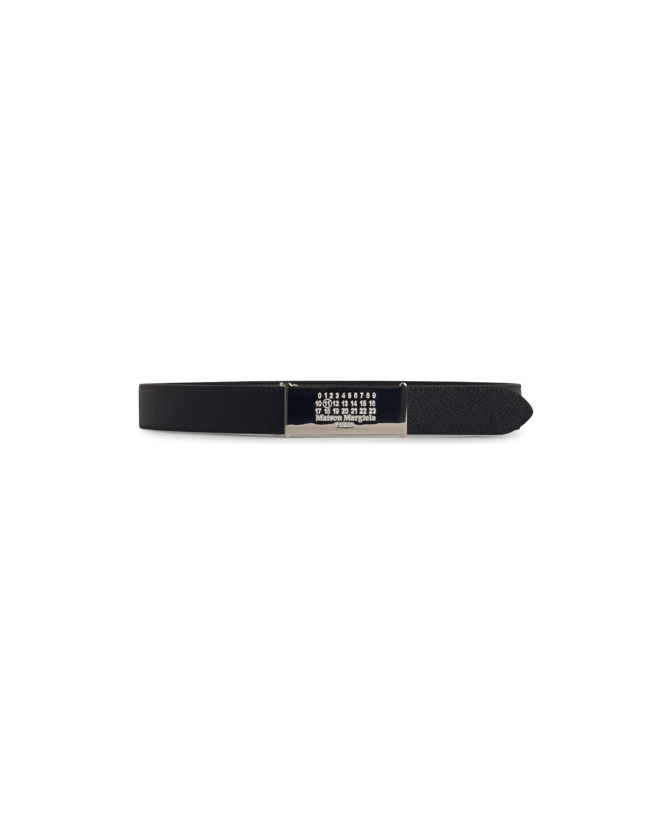 Maison Margiela Reversible Black Leather Belt - Black/Black