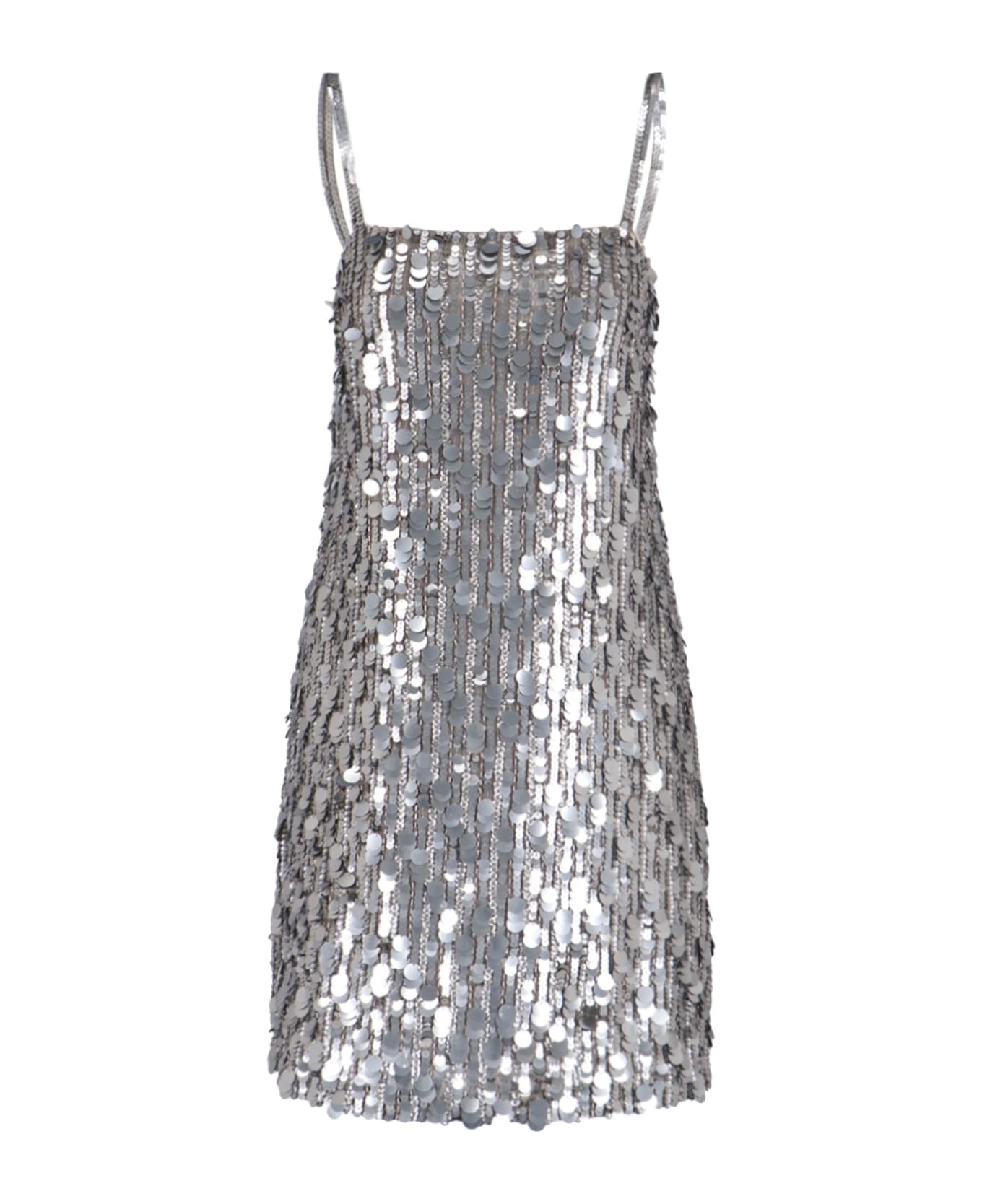 Parosh 'full Paillettes' Midi Dress - Silver