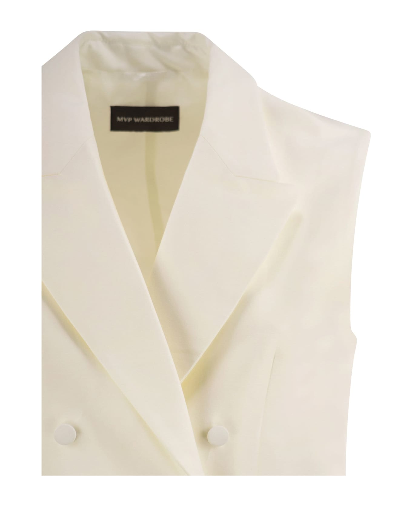 MVP Wardrobe Double-breasted Cotton And Silk Waistcoat - Milk