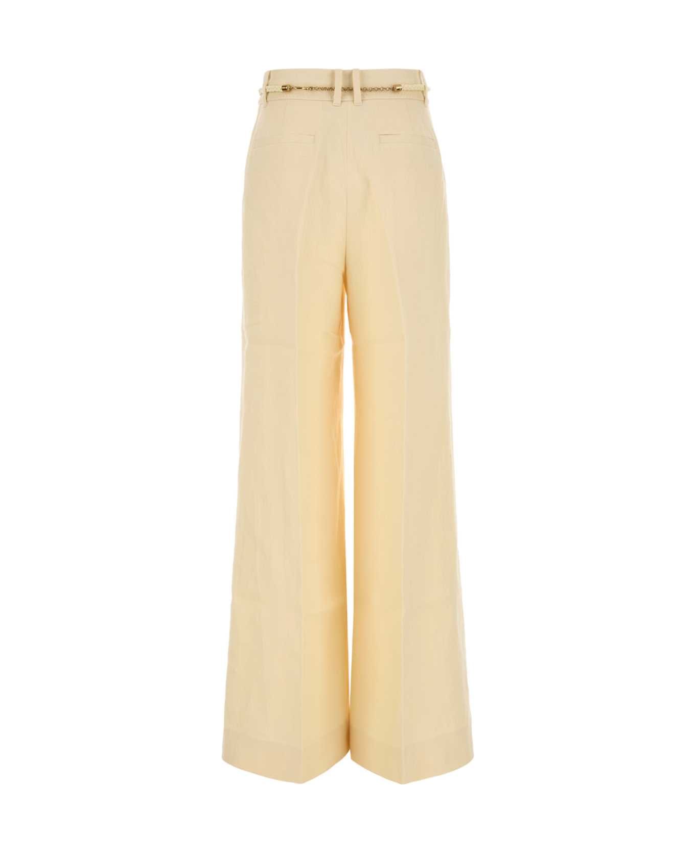 Zimmermann Cream Linen Illuminate Wide-leg Pant - Lemon