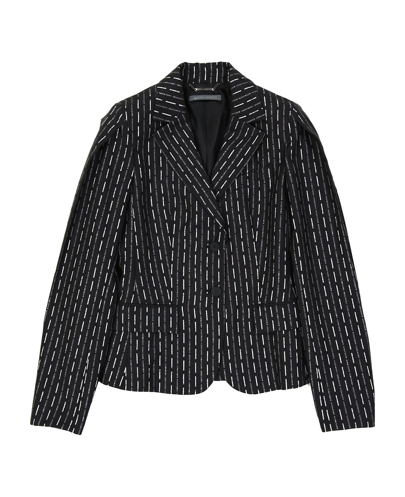 Alberta Ferretti Wool Logo Jacket - Black