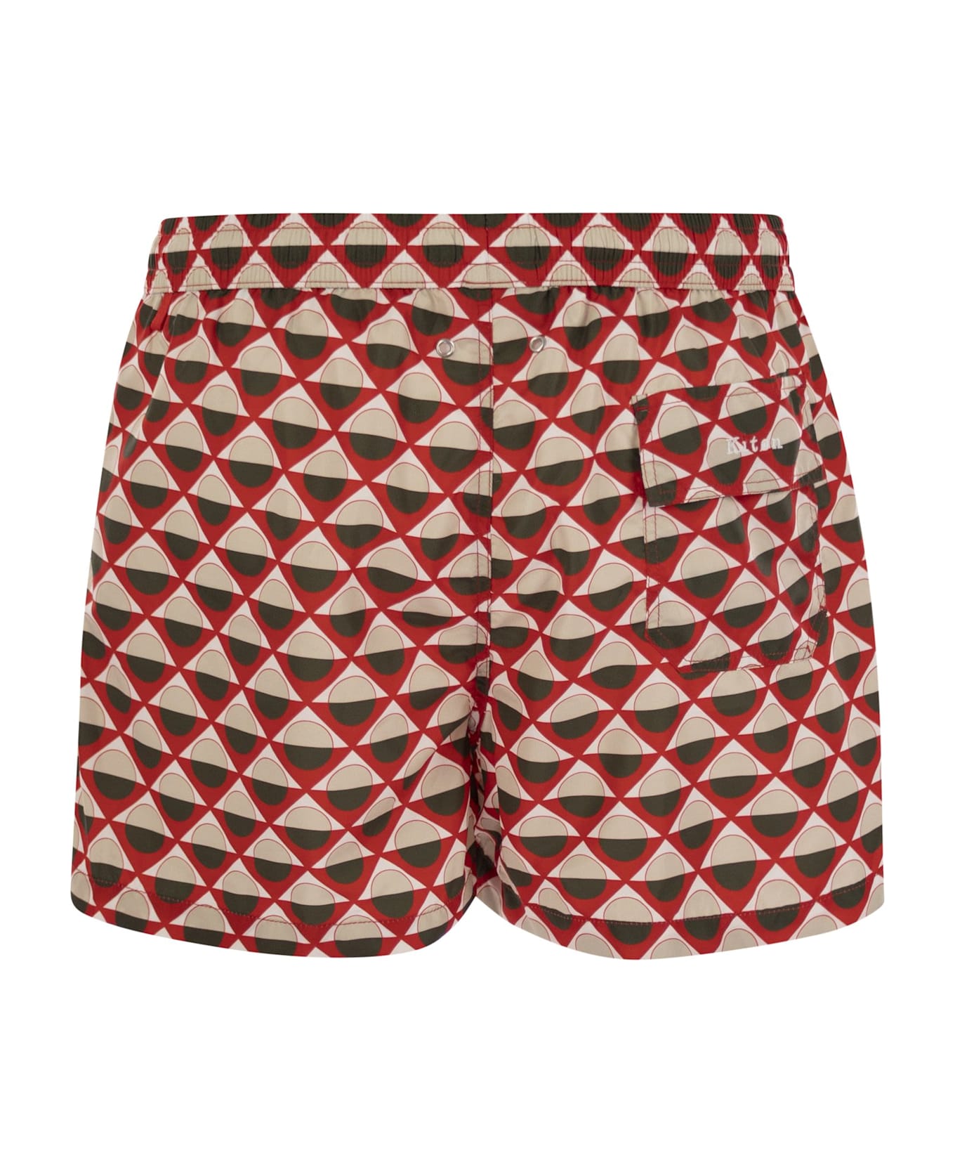 Kiton Patterned Beach Boxers - White/red