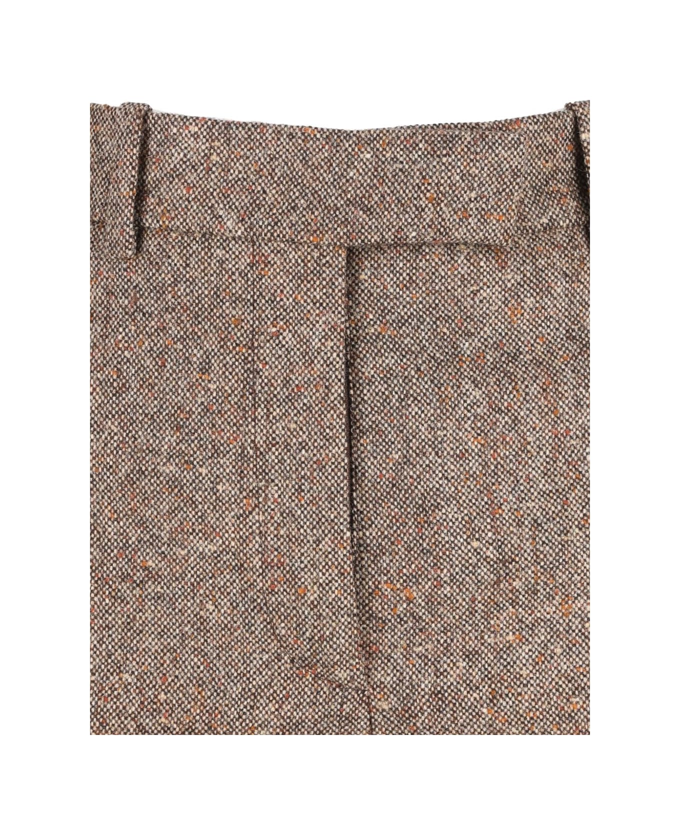 Valentino Wool Wide-leg Trousers - Marrone chiaro