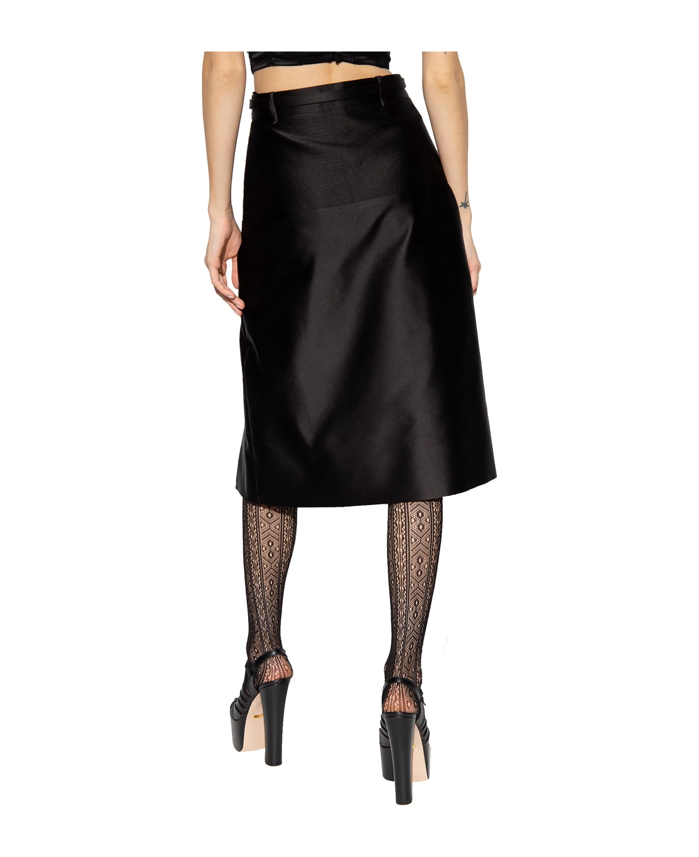 Gucci Silk Midi Skirt - Black
