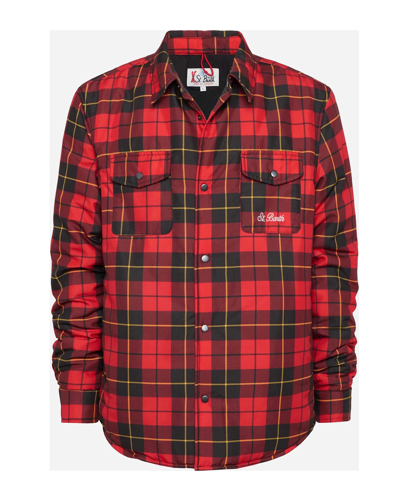 MC2 Saint Barth Technic Fabric Overshirt Chalet With Check Print - RED
