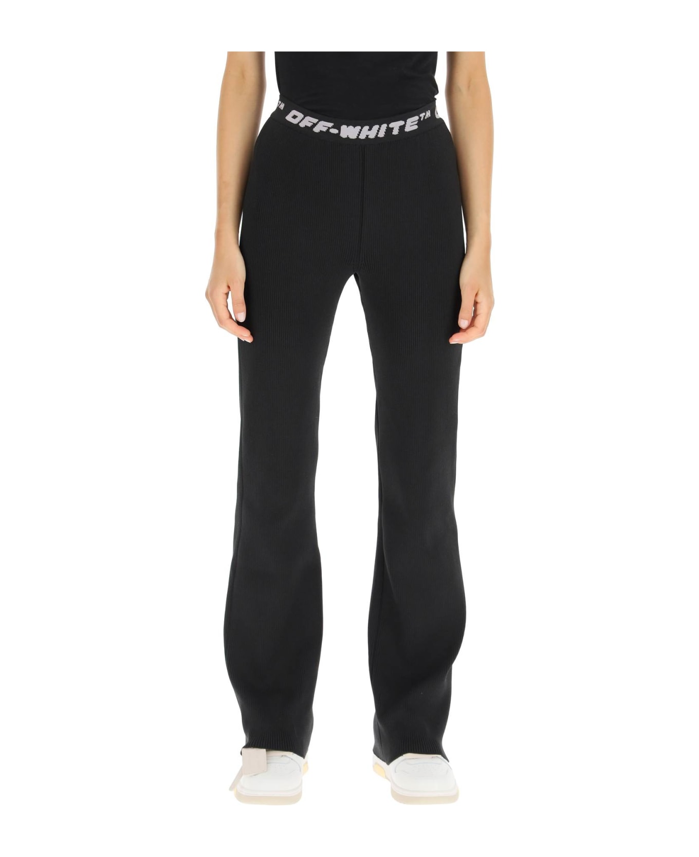 Off-White Knit Pants With Logo Band - Nero