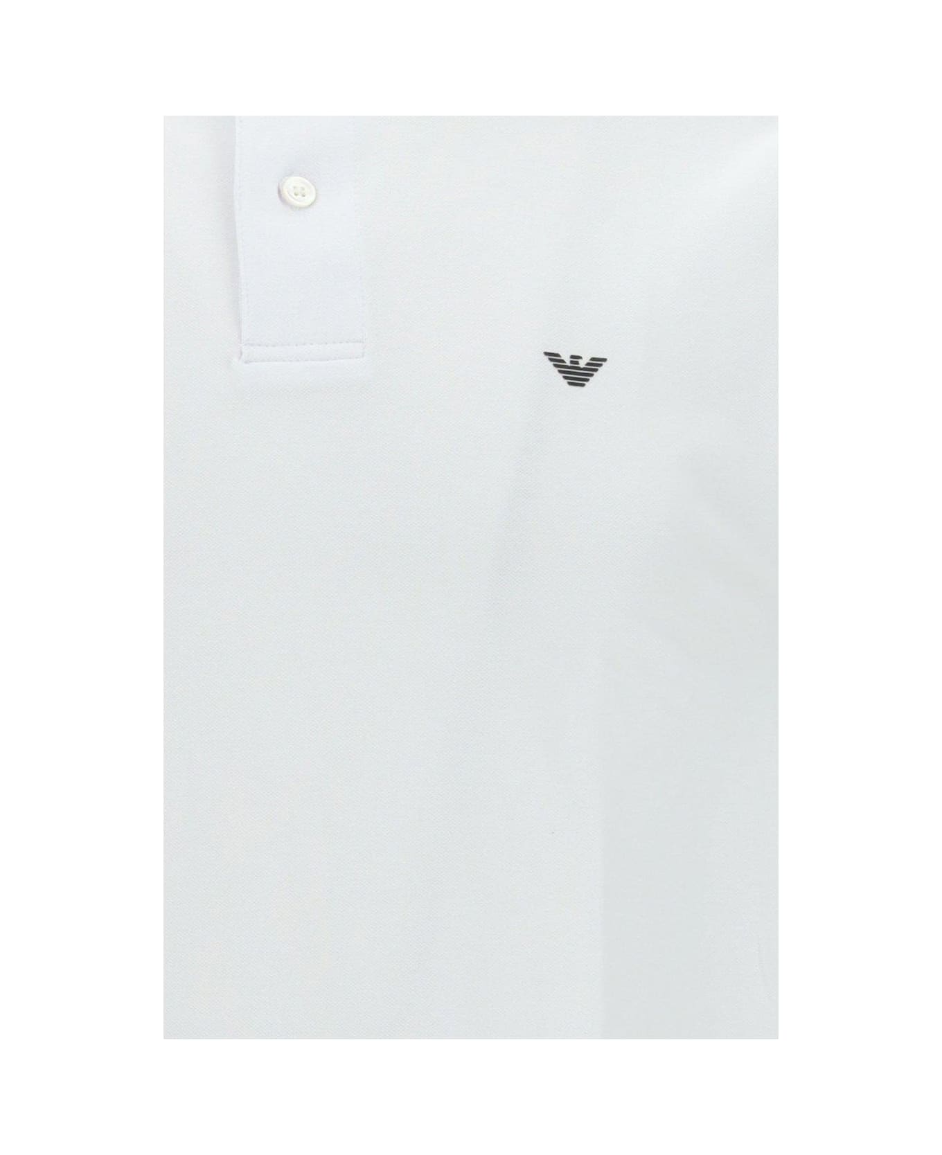Emporio Armani Logo Embroidered Short Sleeved Polo Shirt - Bianco ottico シャツ