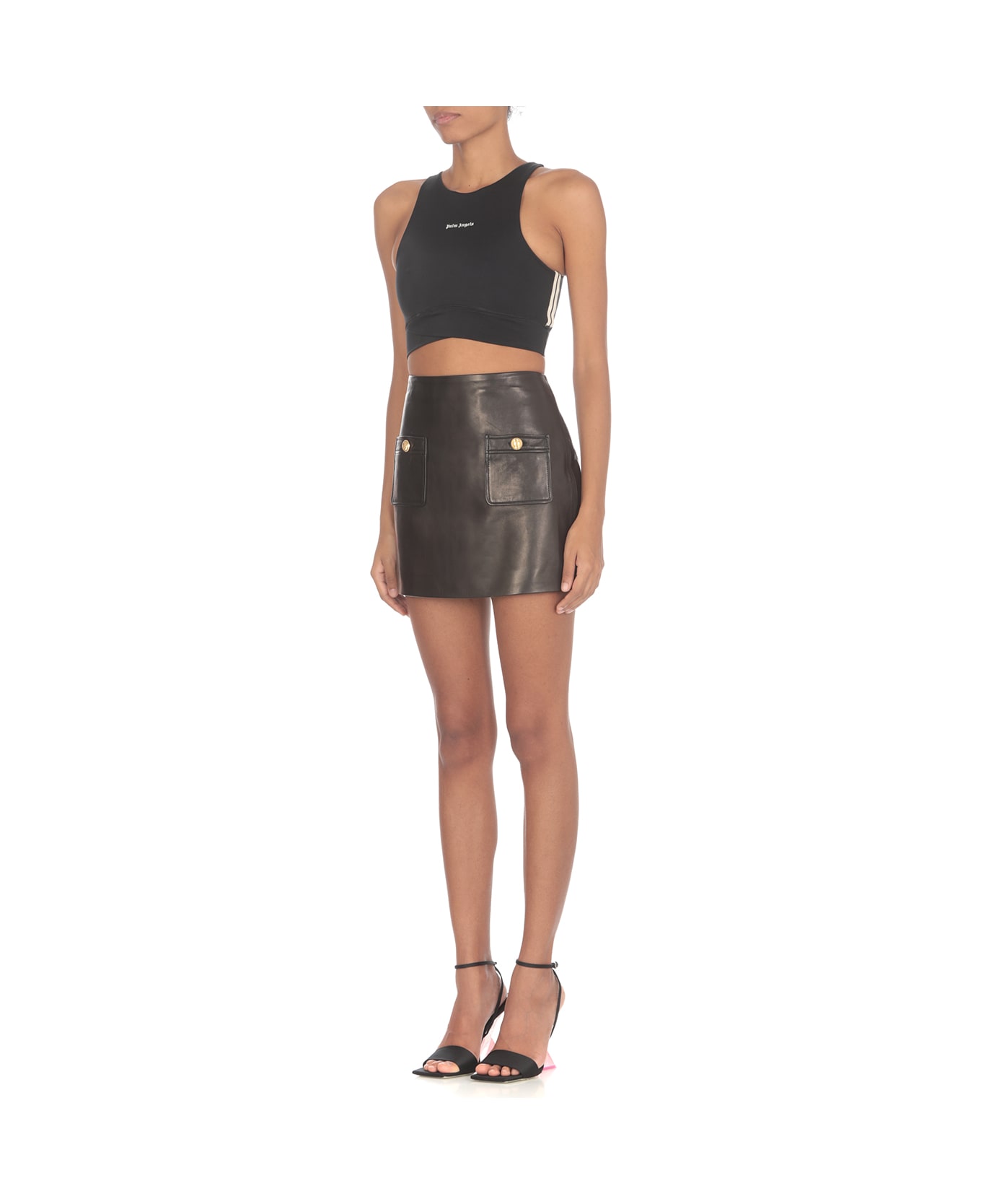 Palm Angels Leather Mini Skirt - Black