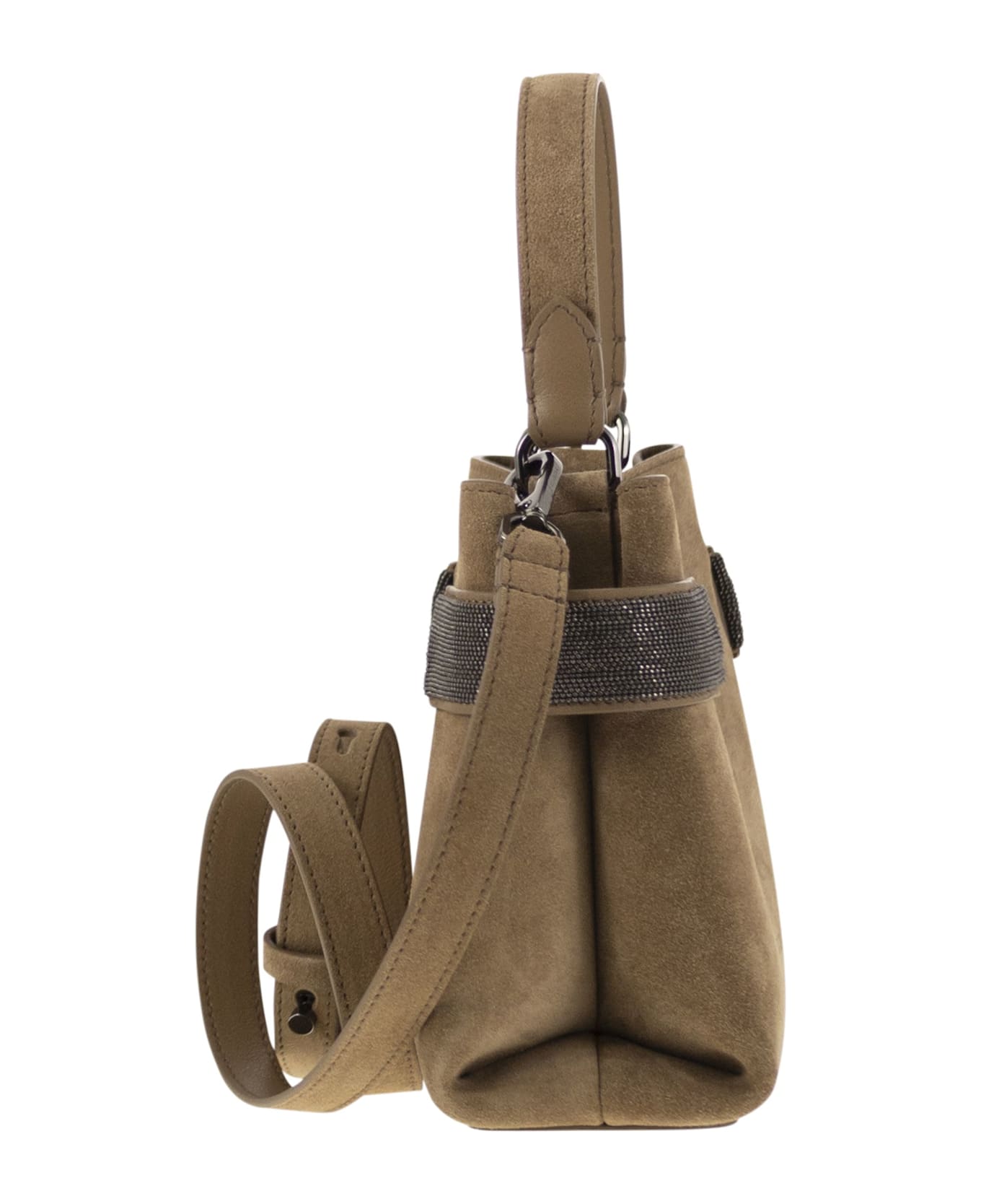 Brunello Cucinelli Essence Precious Bands Small Top-handle Bag - Hazelnut