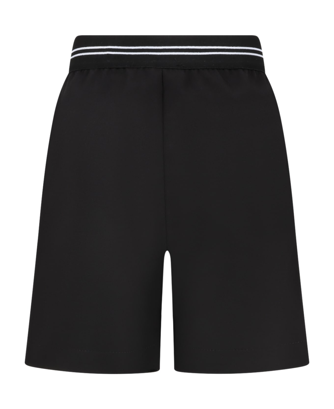 MSGM Black Shorts For Girl With White Logo - Nero