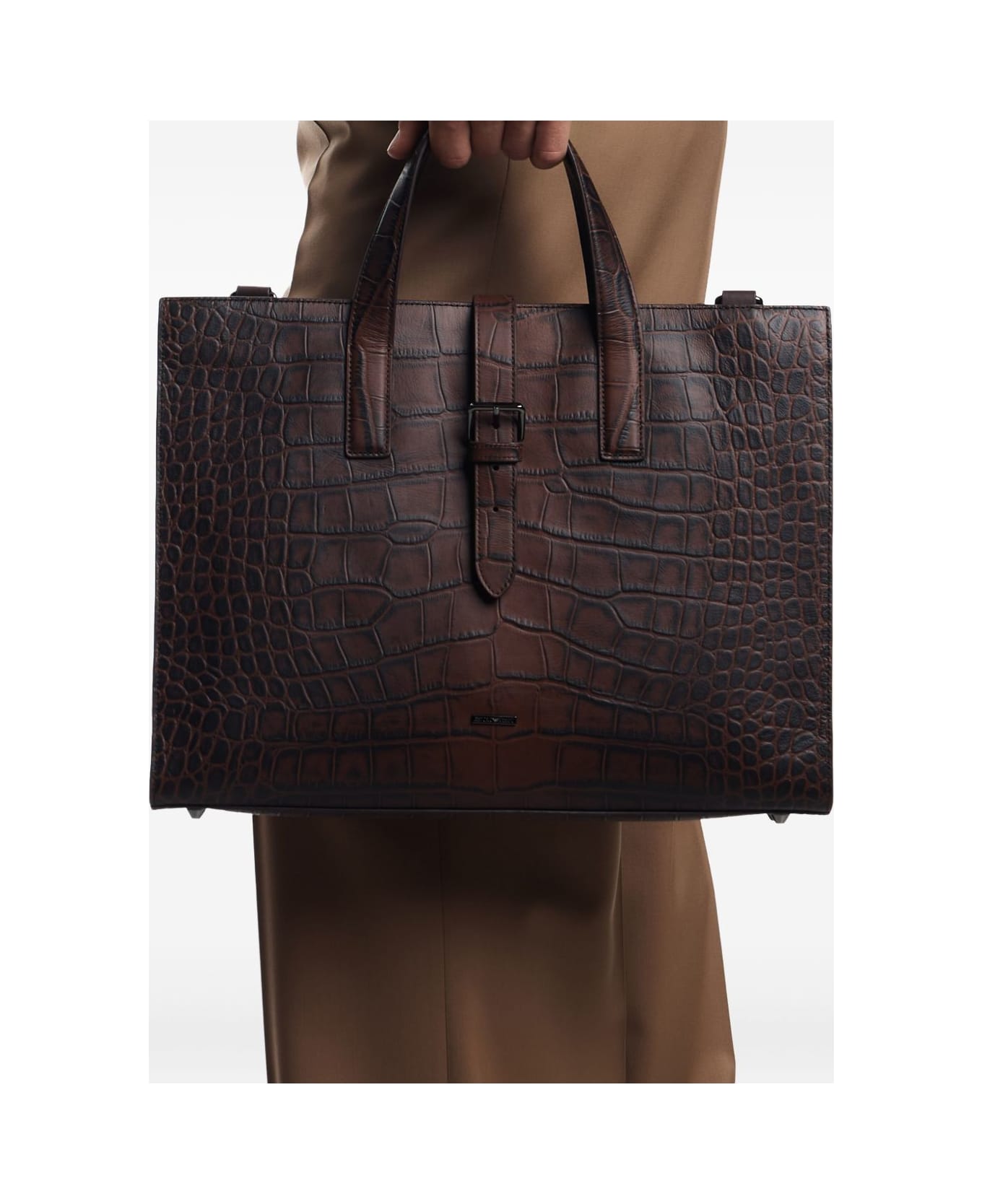 Emporio Armani Leather Briefcase - Brown