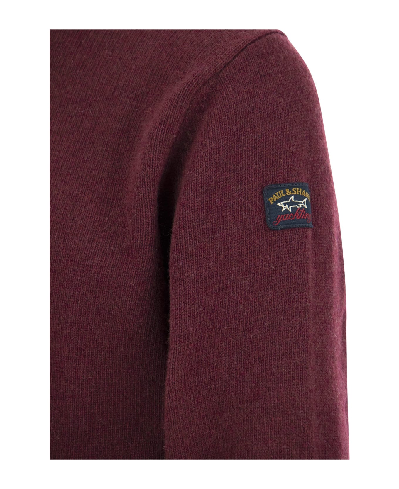 Paul&Shark Wool Crew Neck With Arm Patch - Bordeaux ニットウェア