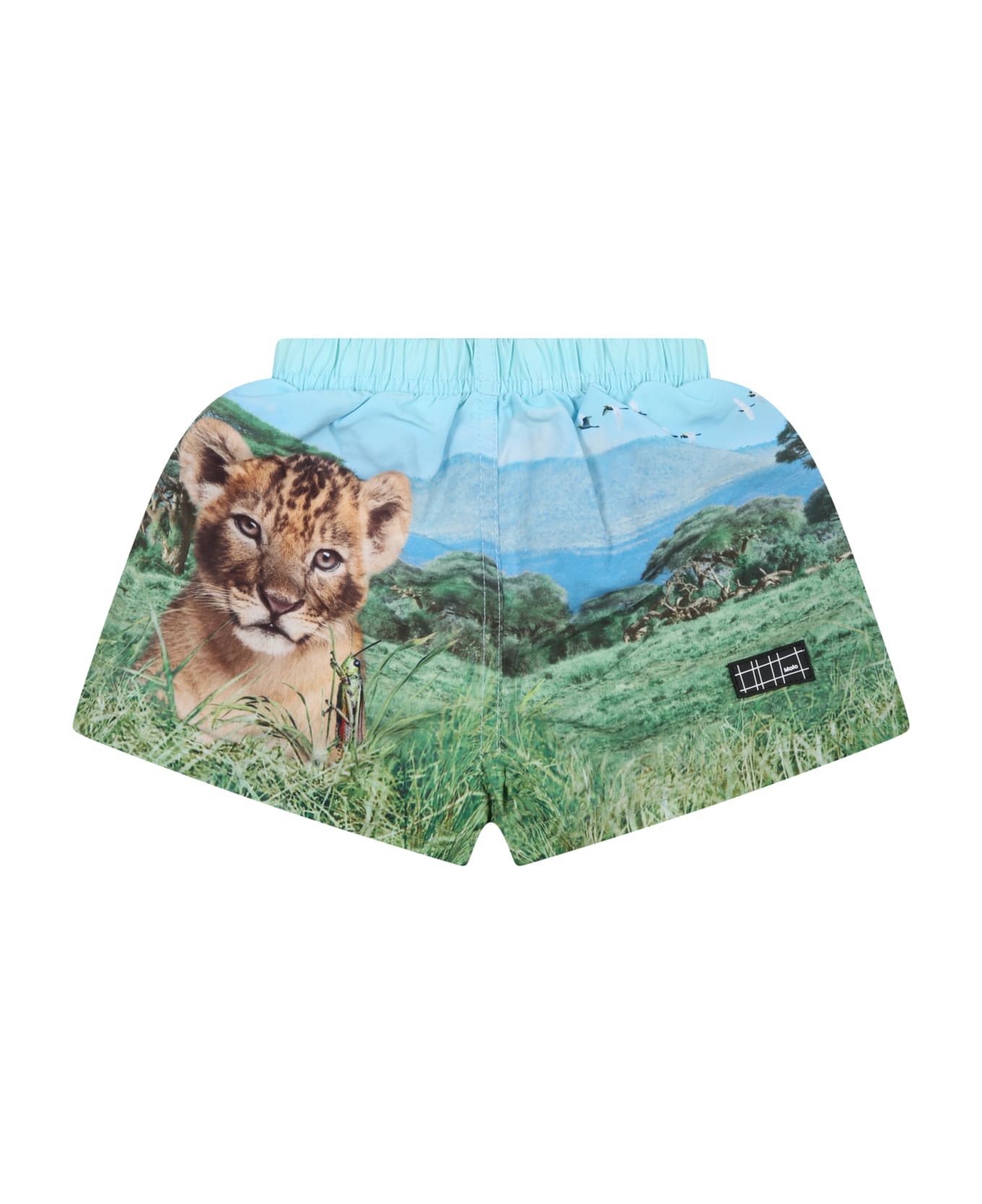 Molo Multicolor Swimming Boxer For Baby Boy With Lion And Logo - Multicolor