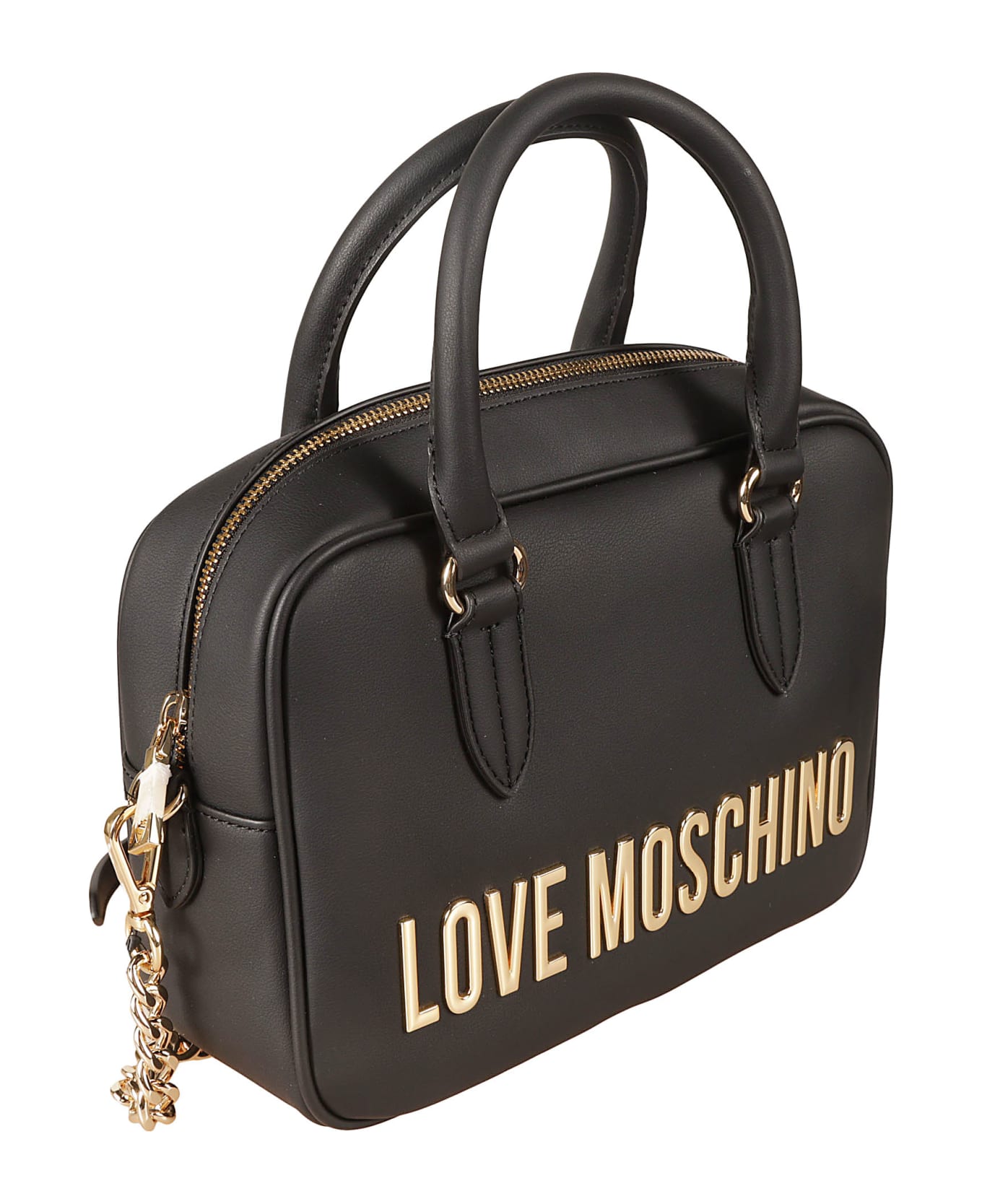 Love Moschino Logo Embossed Top Handle Handbag - Black