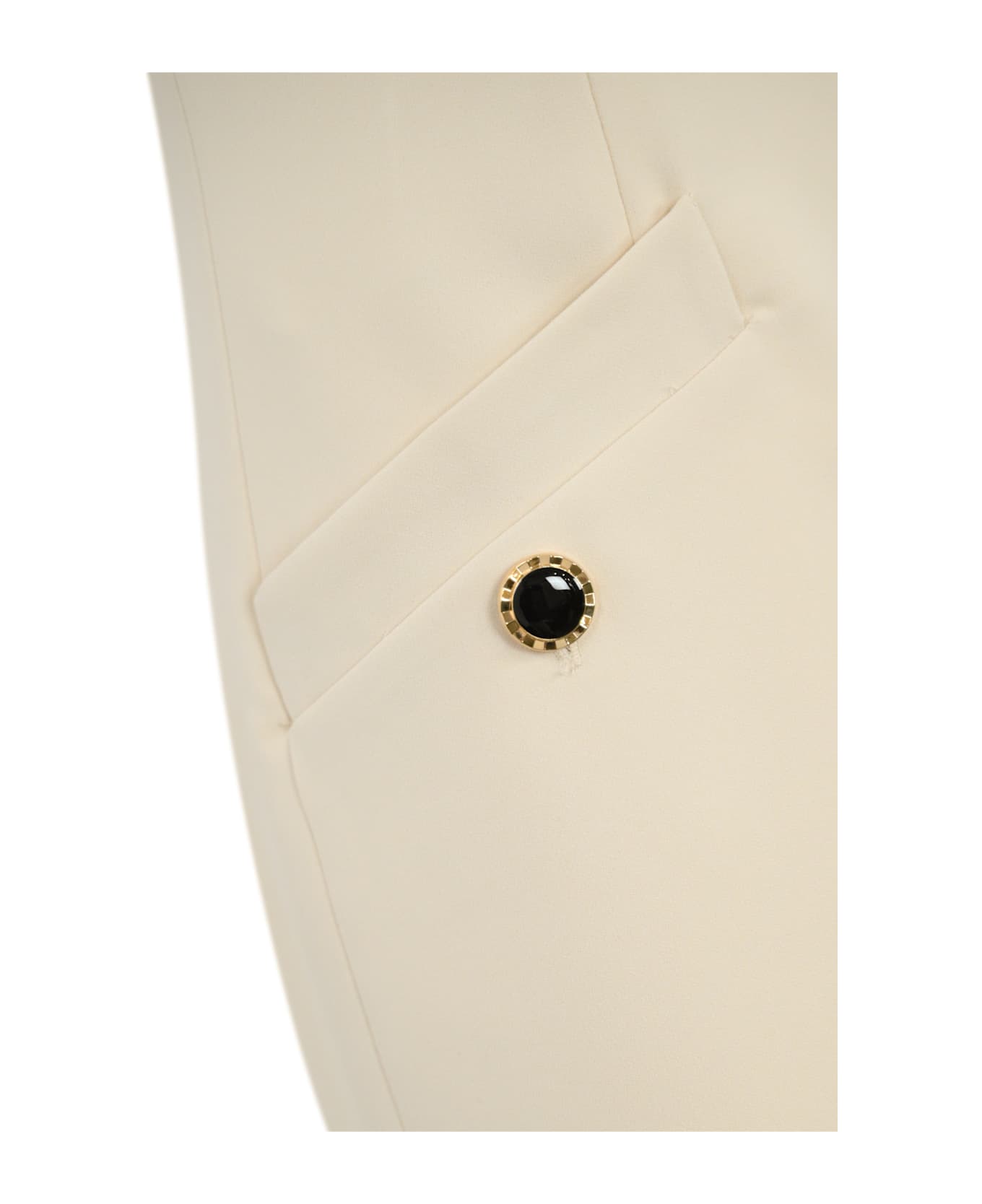 TwinSet Fluid Crepe Tunic With Buttons - Pearl