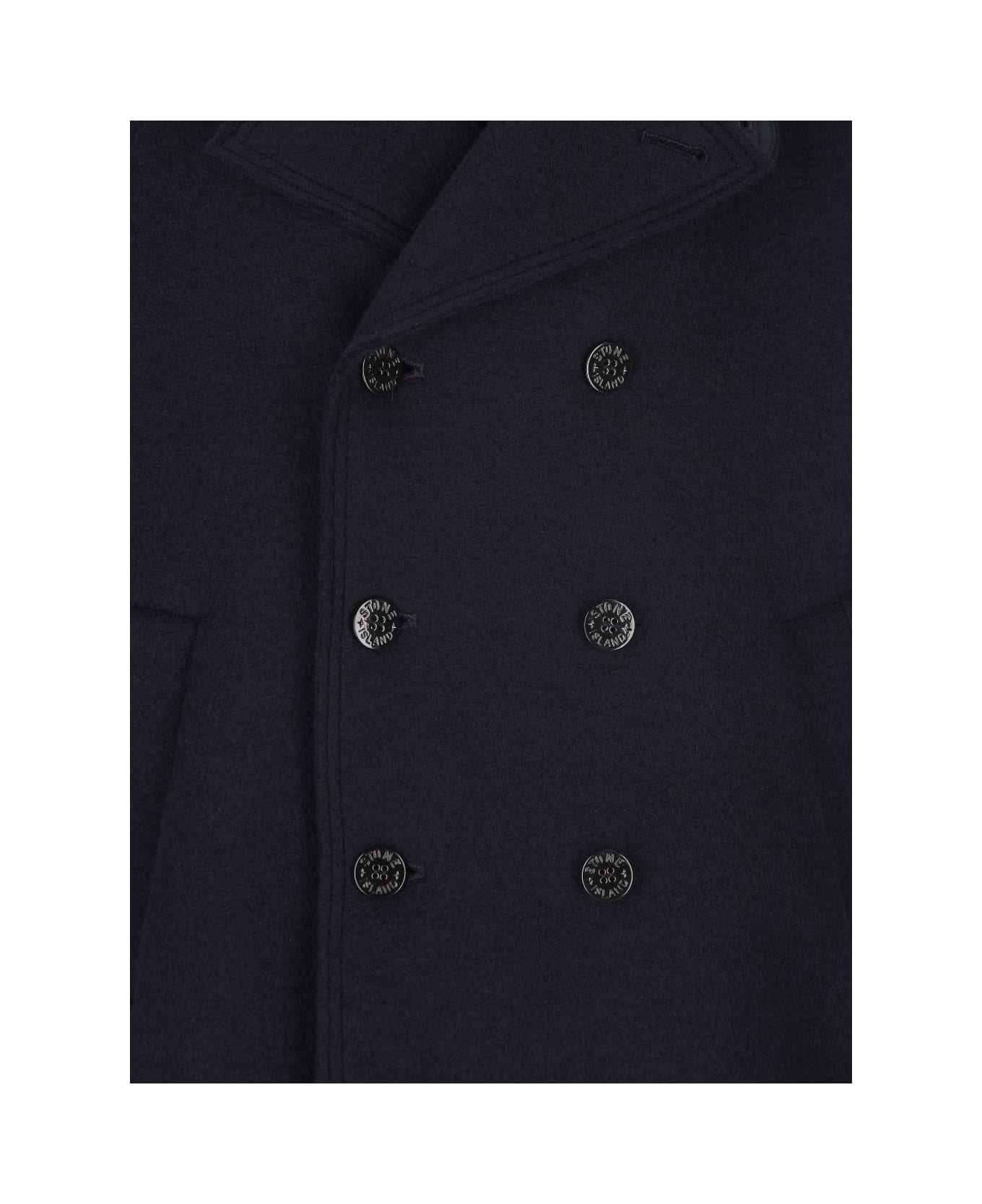 Stone Island Double-breasted Pea Coat - Blue