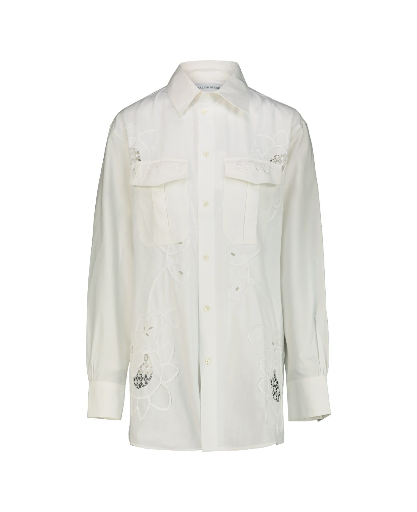 Marine Serre Shirt In Regenerated Household Linen - Off White
