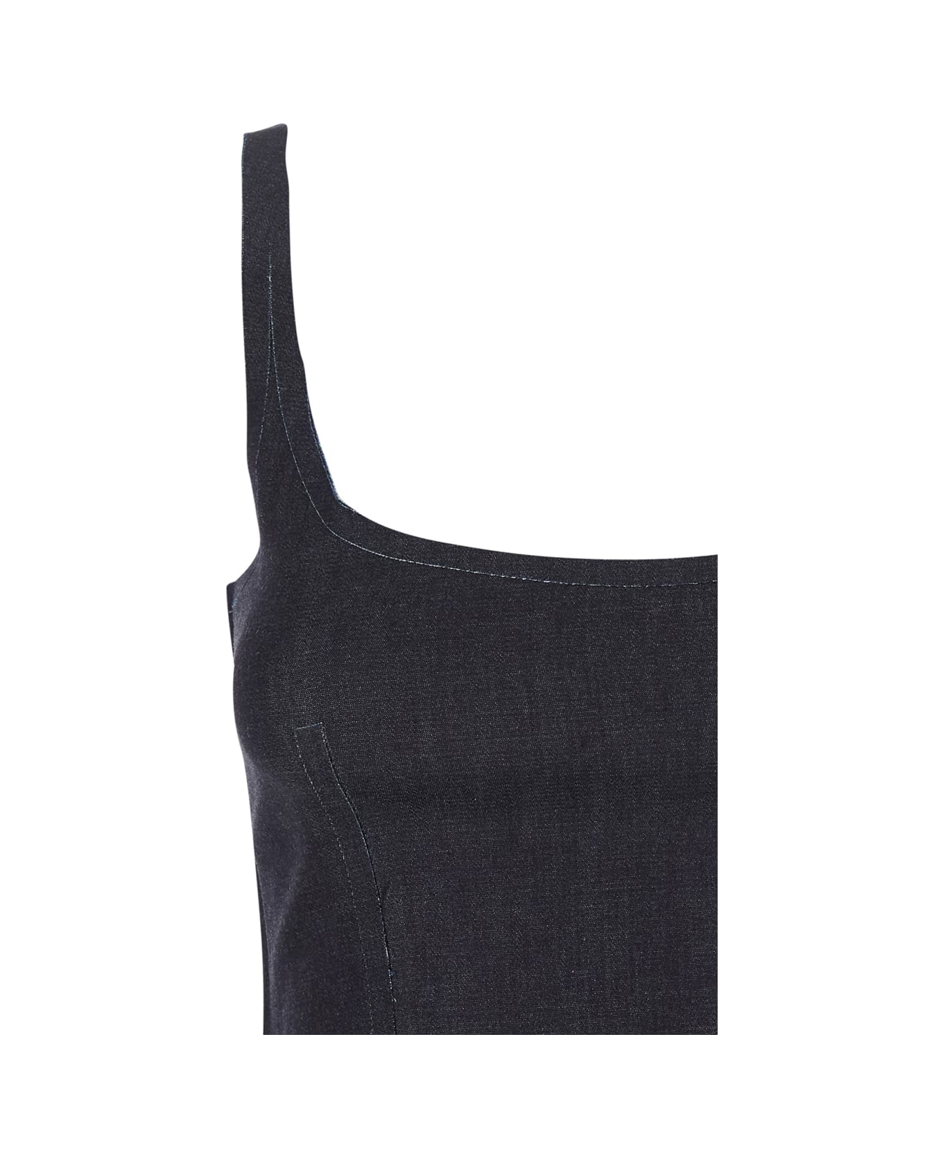 Marni Black Sleeveless Top With Square Neck And Spaghetti Straps In Denim Woman - Black