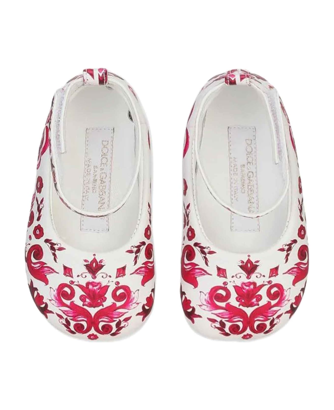 Dolce & Gabbana White/fuchsia Ballet Flats Girl Dolce&gabbana Kids - Fucsia シューズ