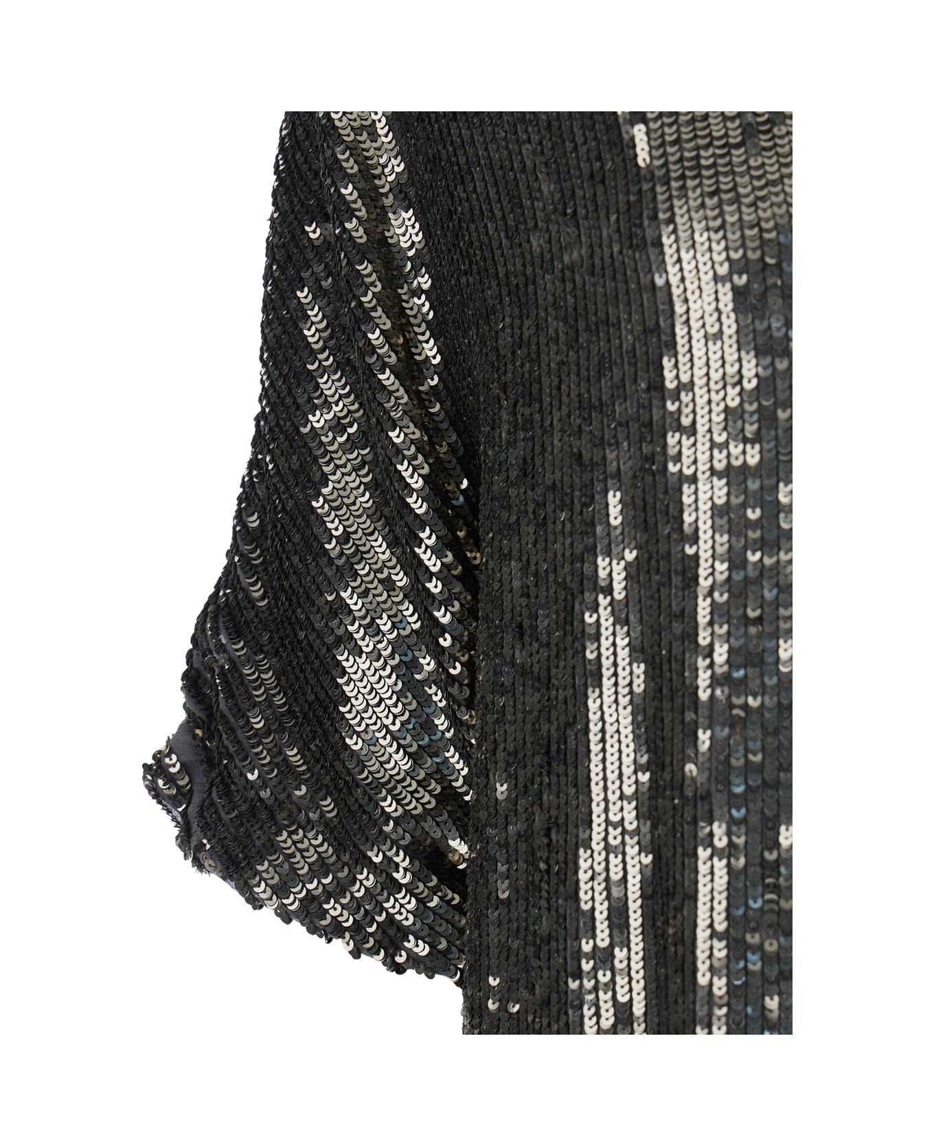 Parosh Metallic Sequin Blouse With V Neck In Tech Fabric Woman - Metallic