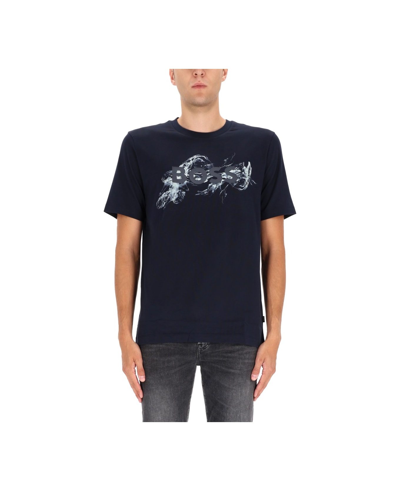 Hugo Boss "thompson" T-shirt With Print - BLUE